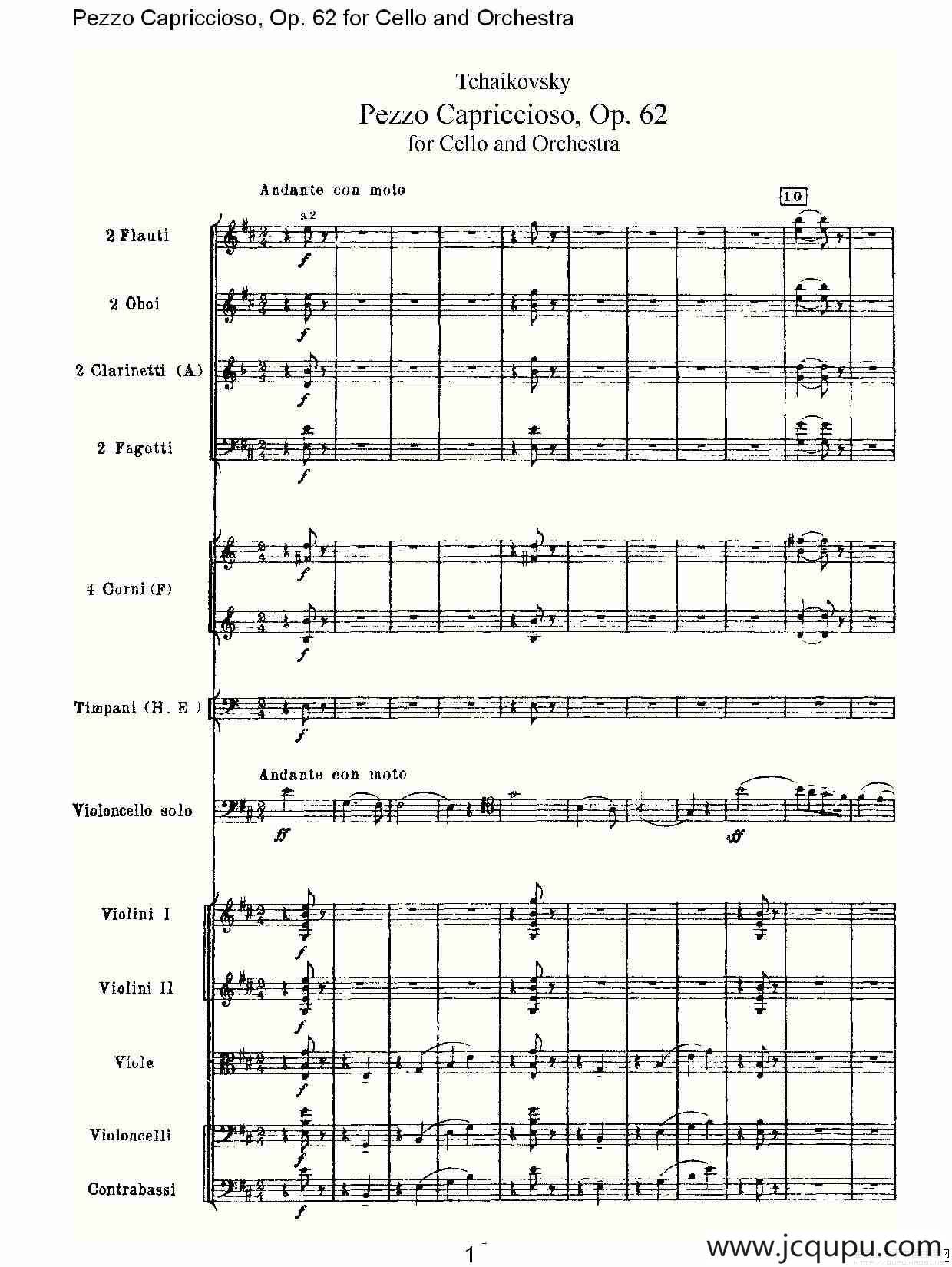 Pezzo Capriccioso, Op.62（大提琴与管弦乐）简谱