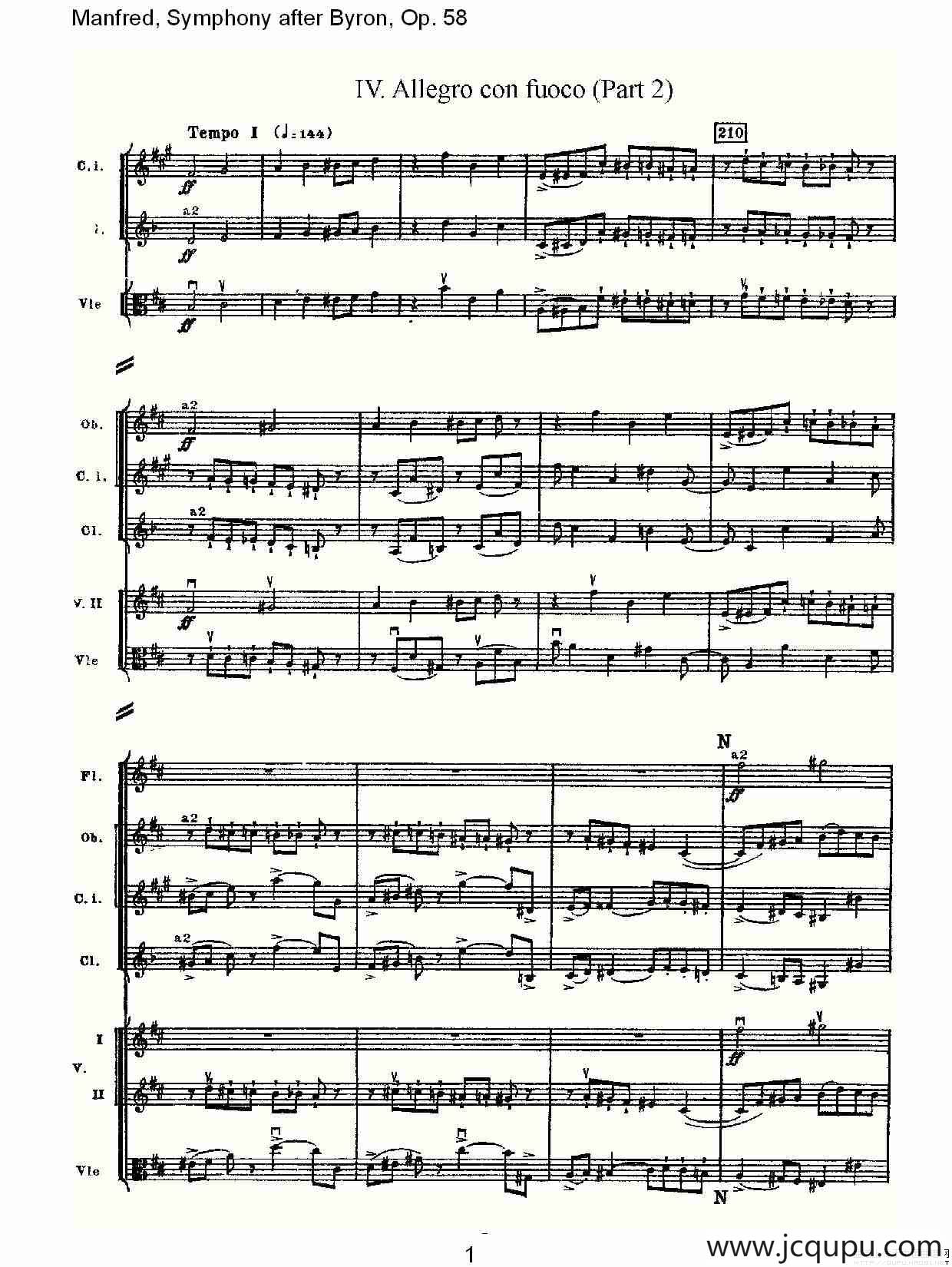 Manfred, Symphony after Byron, Op.58第四乐章第二部（一）简谱