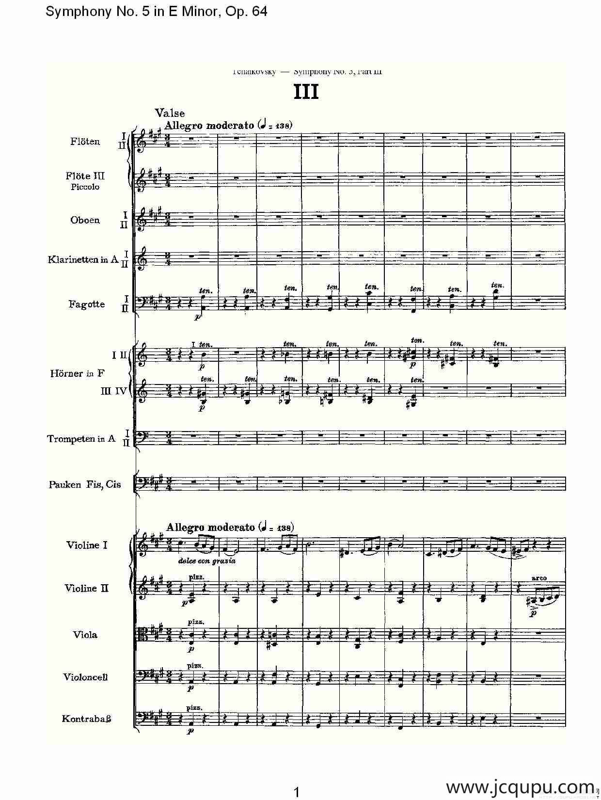 Symphony No. 5 in E Minor, Op.（64 E小调第五交响曲 Op.64第）简谱