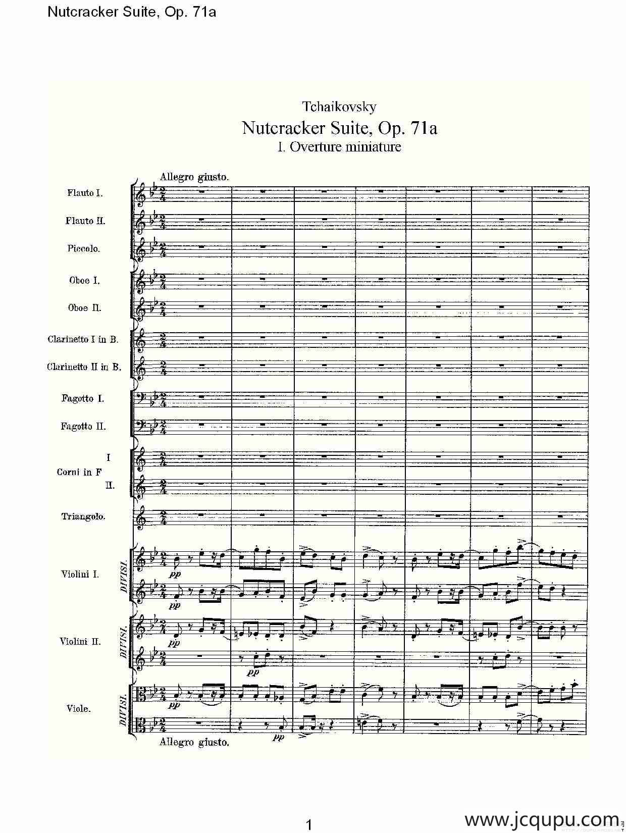 Nutcracker Suite, Op.71a（胡桃夹套曲，Op.71a 第一章）简谱