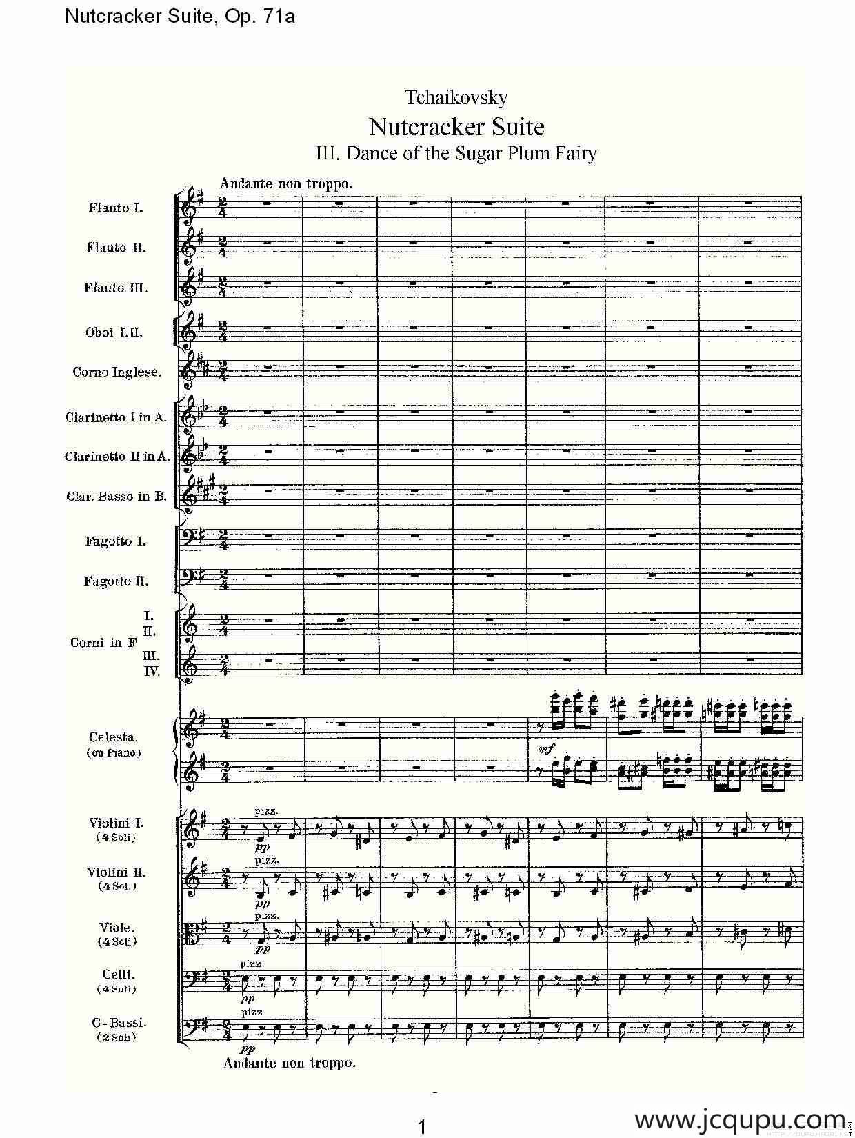 Nutcracker Suite, Op.71a（胡桃夹套曲，Op.71a 第三章）简谱