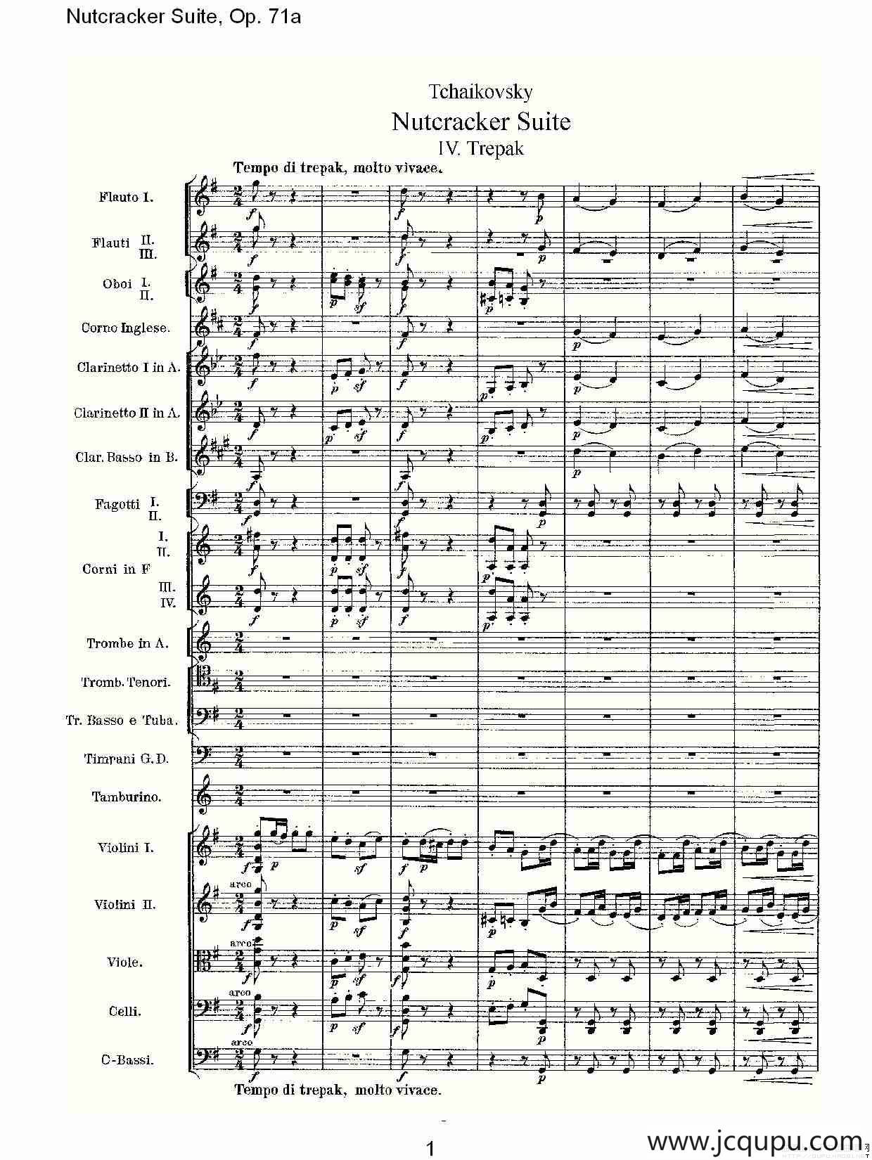 Nutcracker Suite, Op.71a（胡桃夹套曲，Op.71a 第四章）简谱
