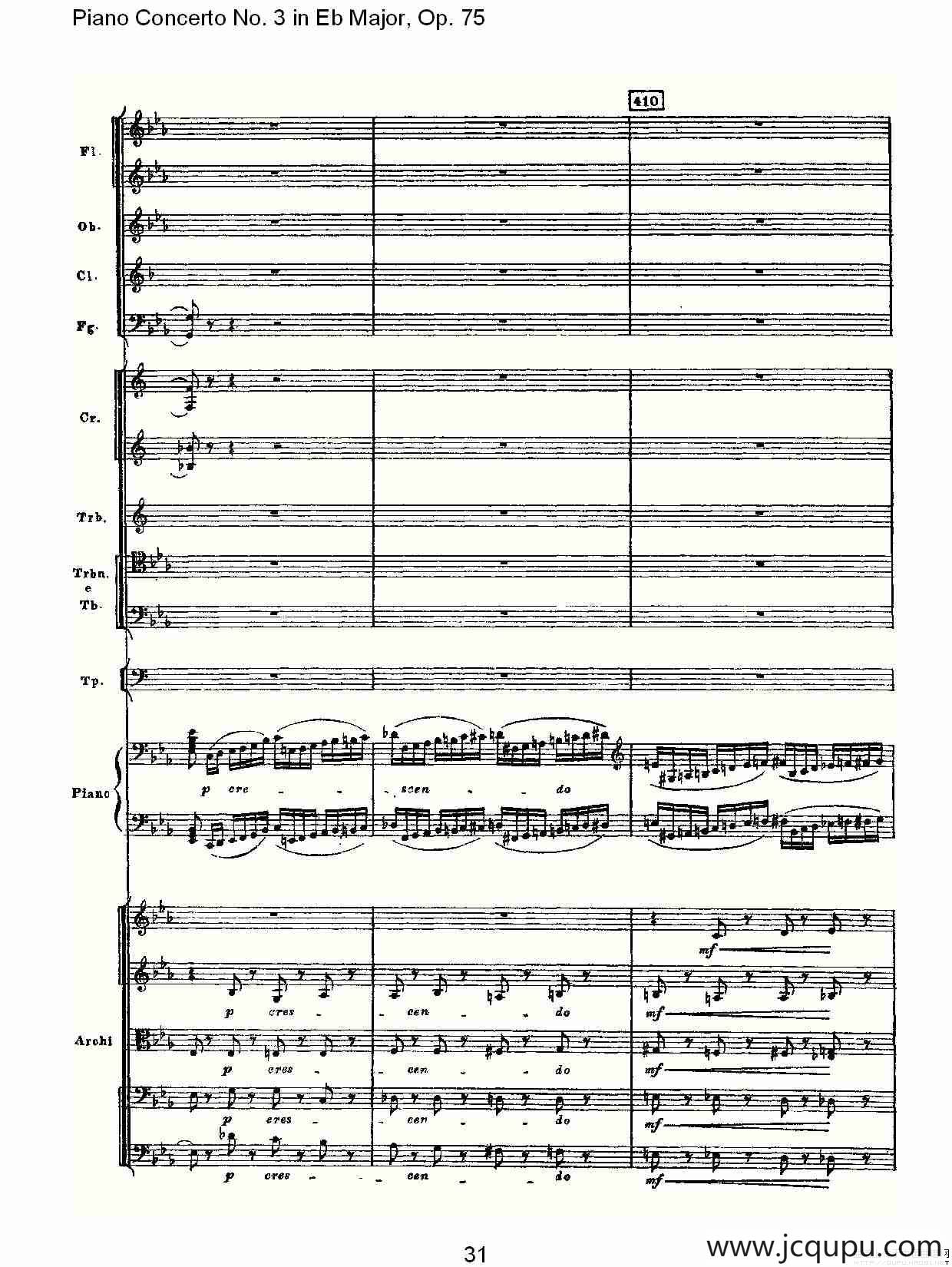 Piano Concerto No.3 in Eb Major, Op.75（Eb大调第三钢琴协奏）简谱