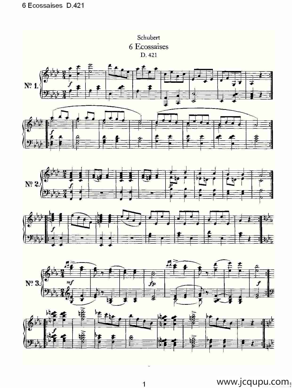 6 Ecossaises D.421简谱