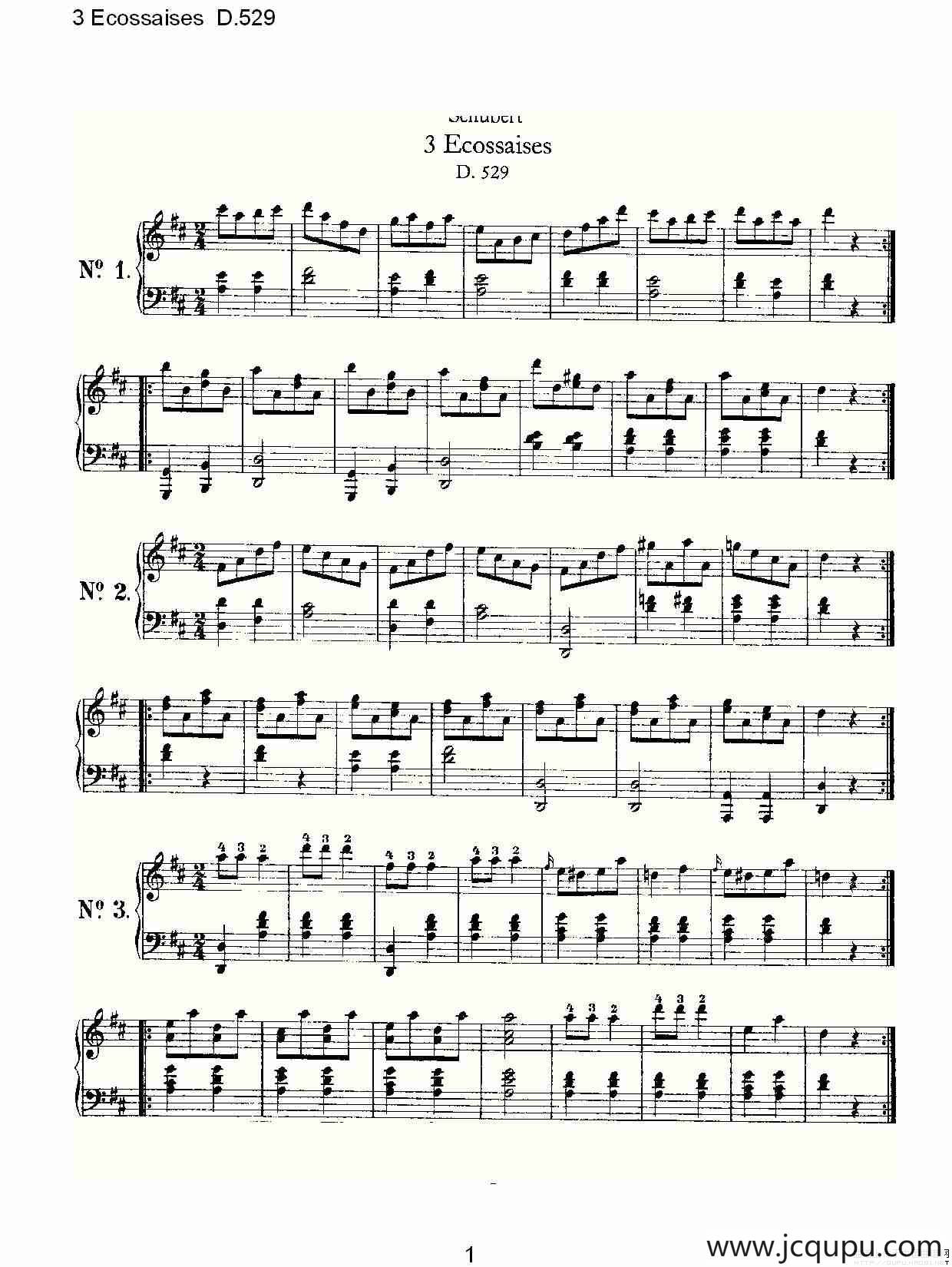 3 Ecossaises D.529简谱