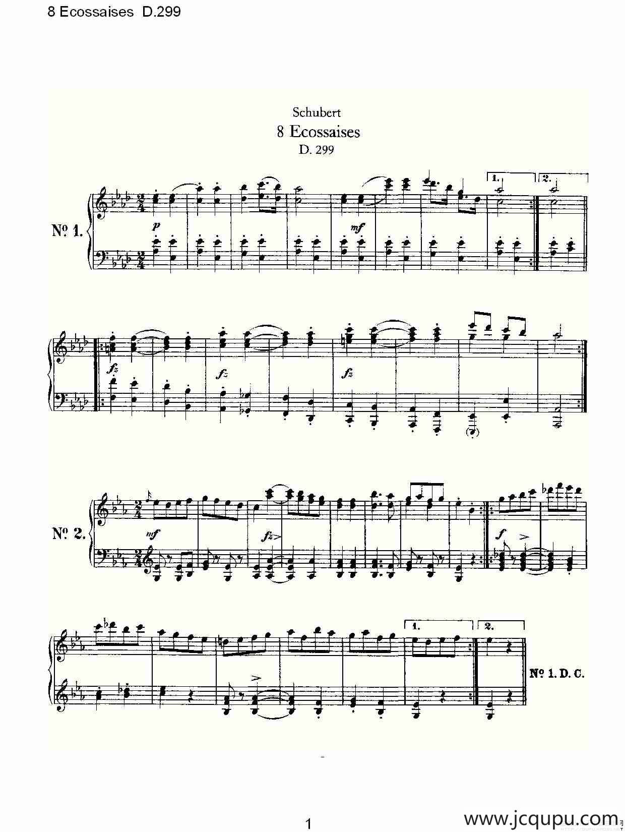 8 Ecossaises D.299简谱