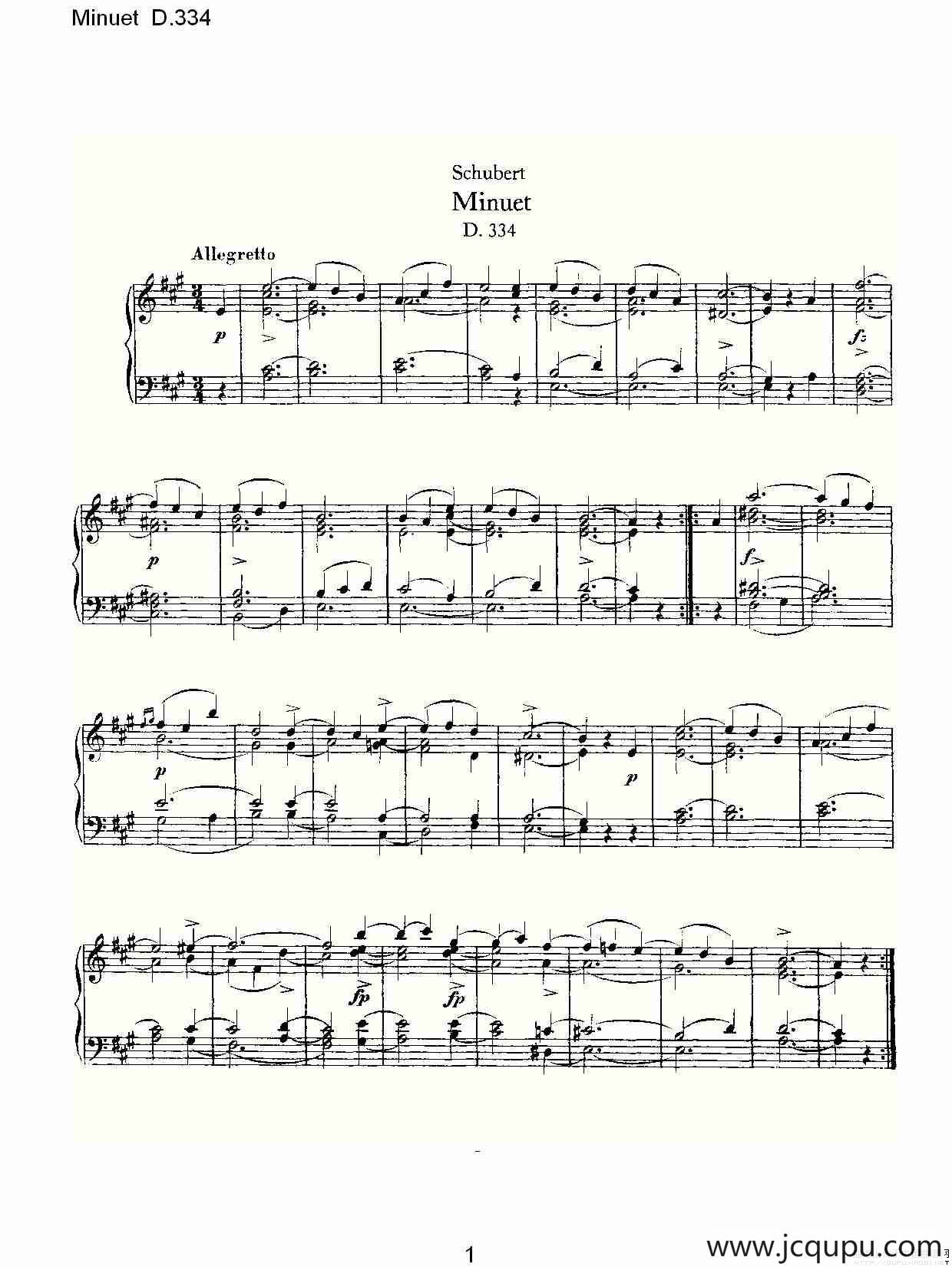 Minuet D.334（米奴哀小步舞曲 D.334）简谱