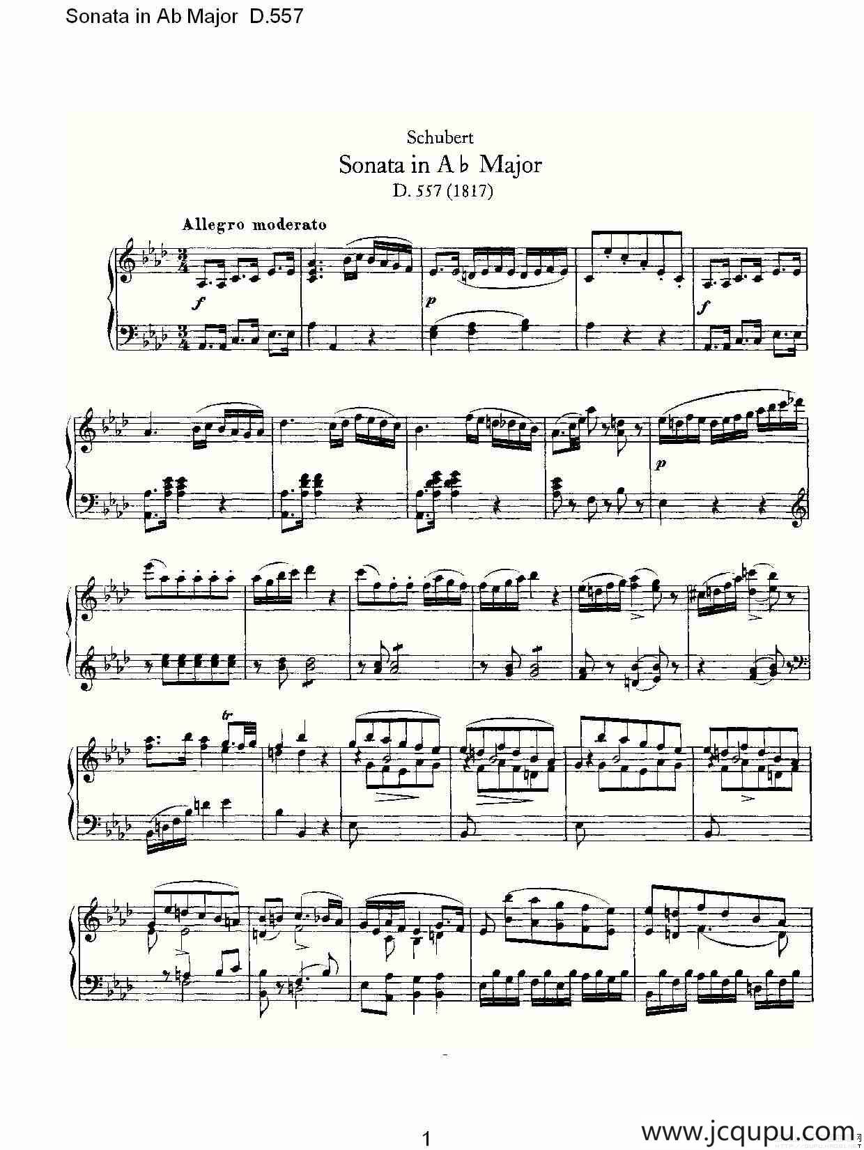 Sonata in Ab Major D.557（Ab大调奏鸣曲 D.557）简谱