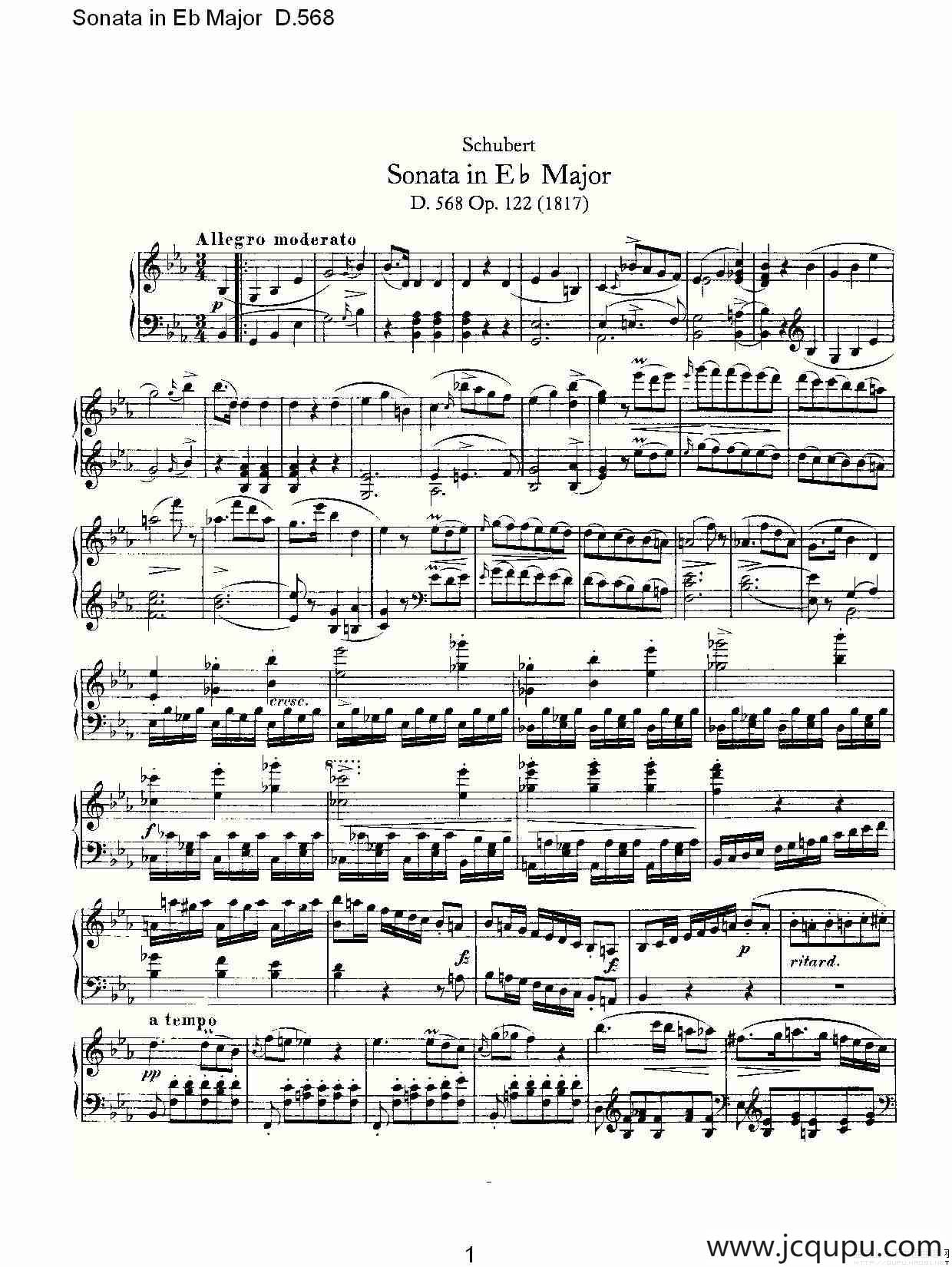 Sonata in Eb Major D.568（Eb大调奏鸣曲 D.568）简谱