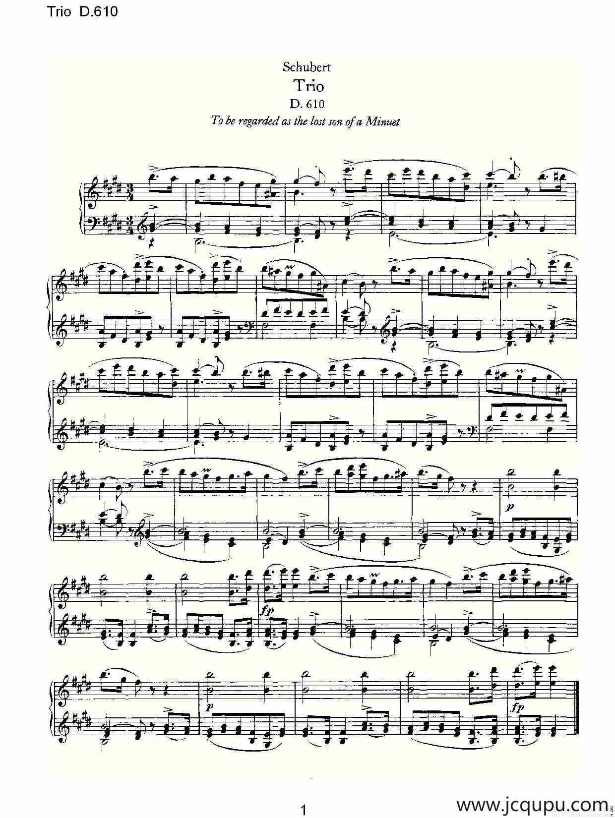 Trio D.610（三重奏 D.610）简谱