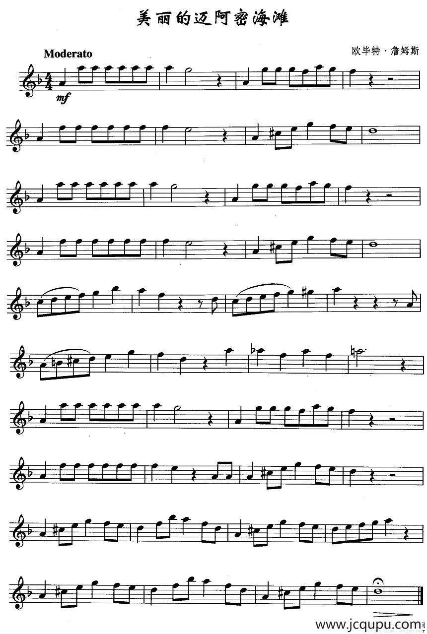 美丽的迈阿密海滩简谱