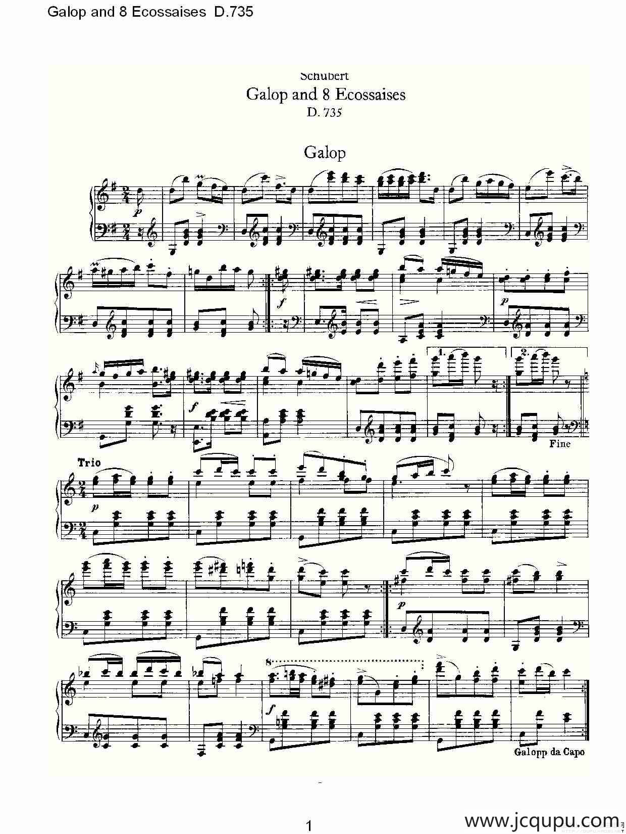 Galop and 8 Ecossaises D.735简谱