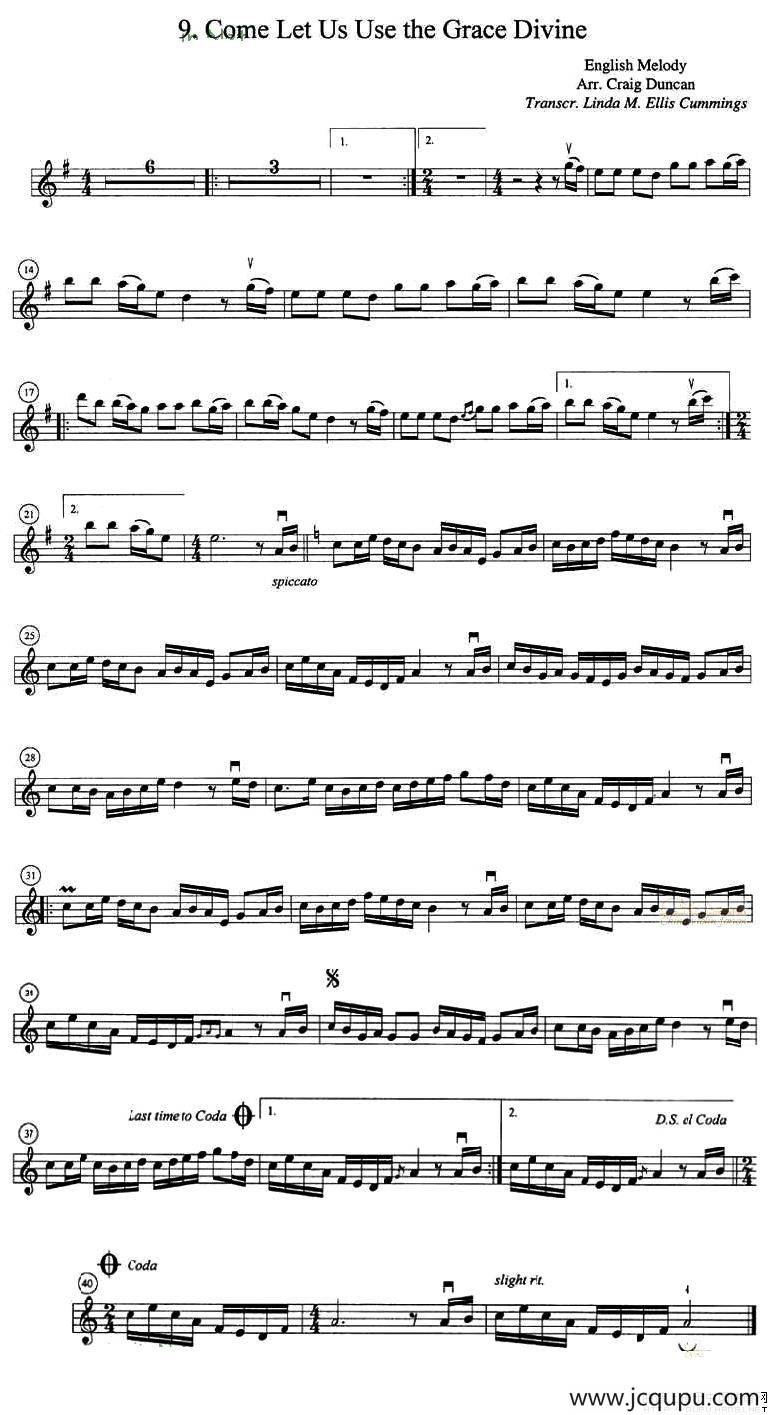 Come Let Us Use the Grace Divine简谱
