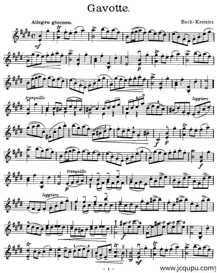 Gavotte.（加沃特、克莱斯勒作曲版）简谱