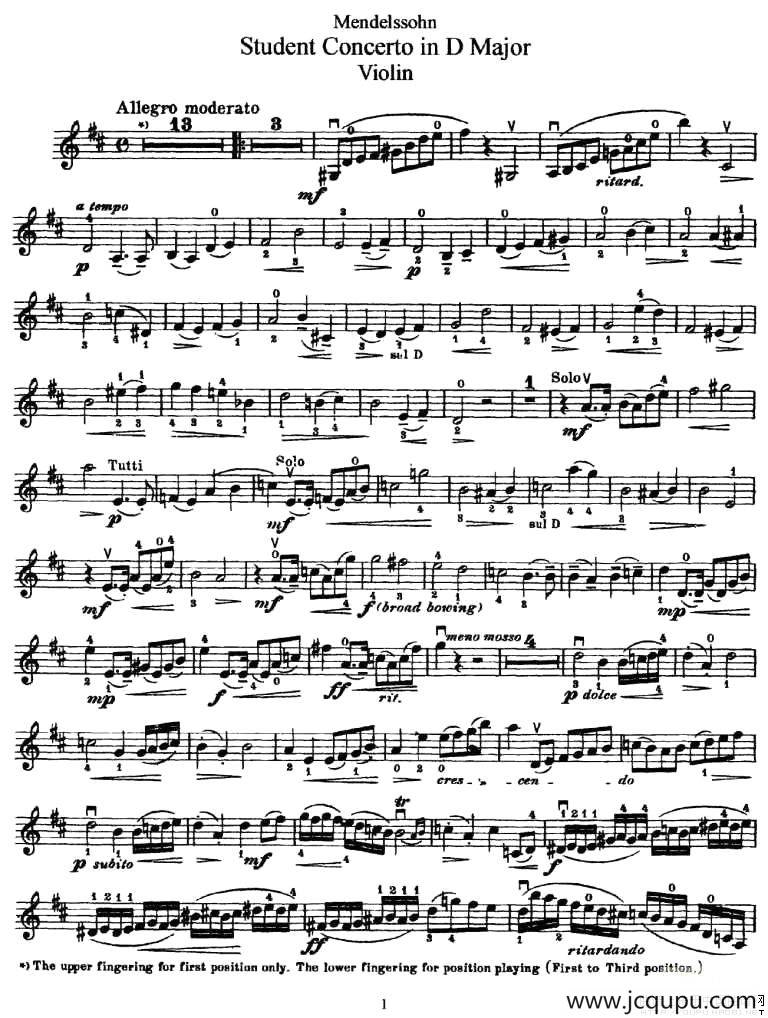 Student Concerto in D Major简谱