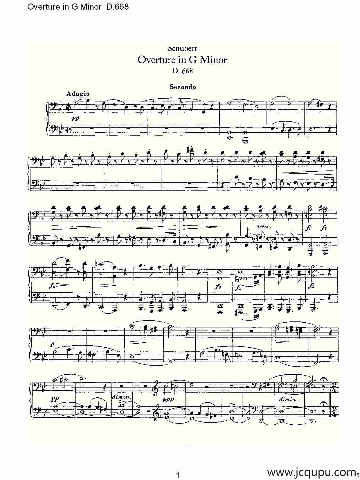Overture in G Minor D.668（Ｇ小调序曲 D.668）简谱