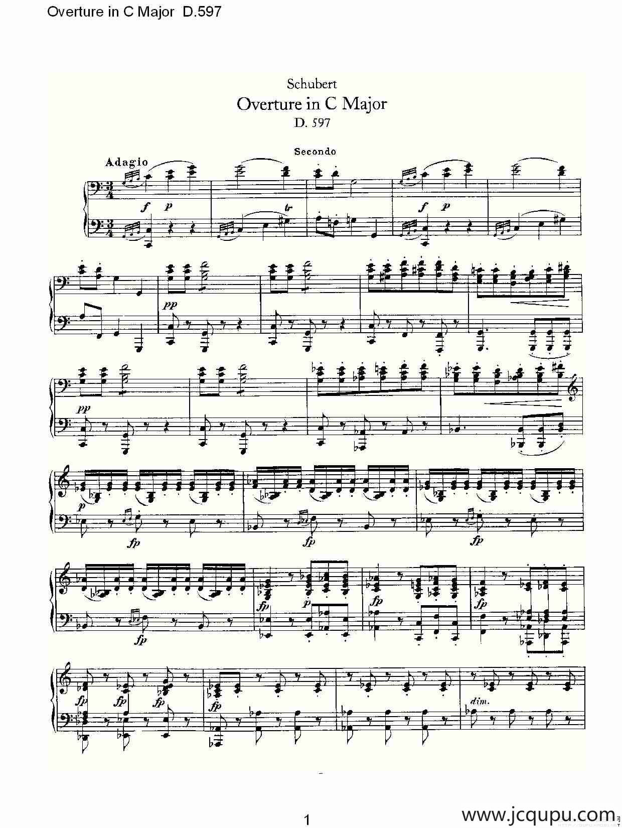 Overture in C Major D.597（Ｃ大调序曲 D.597）简谱