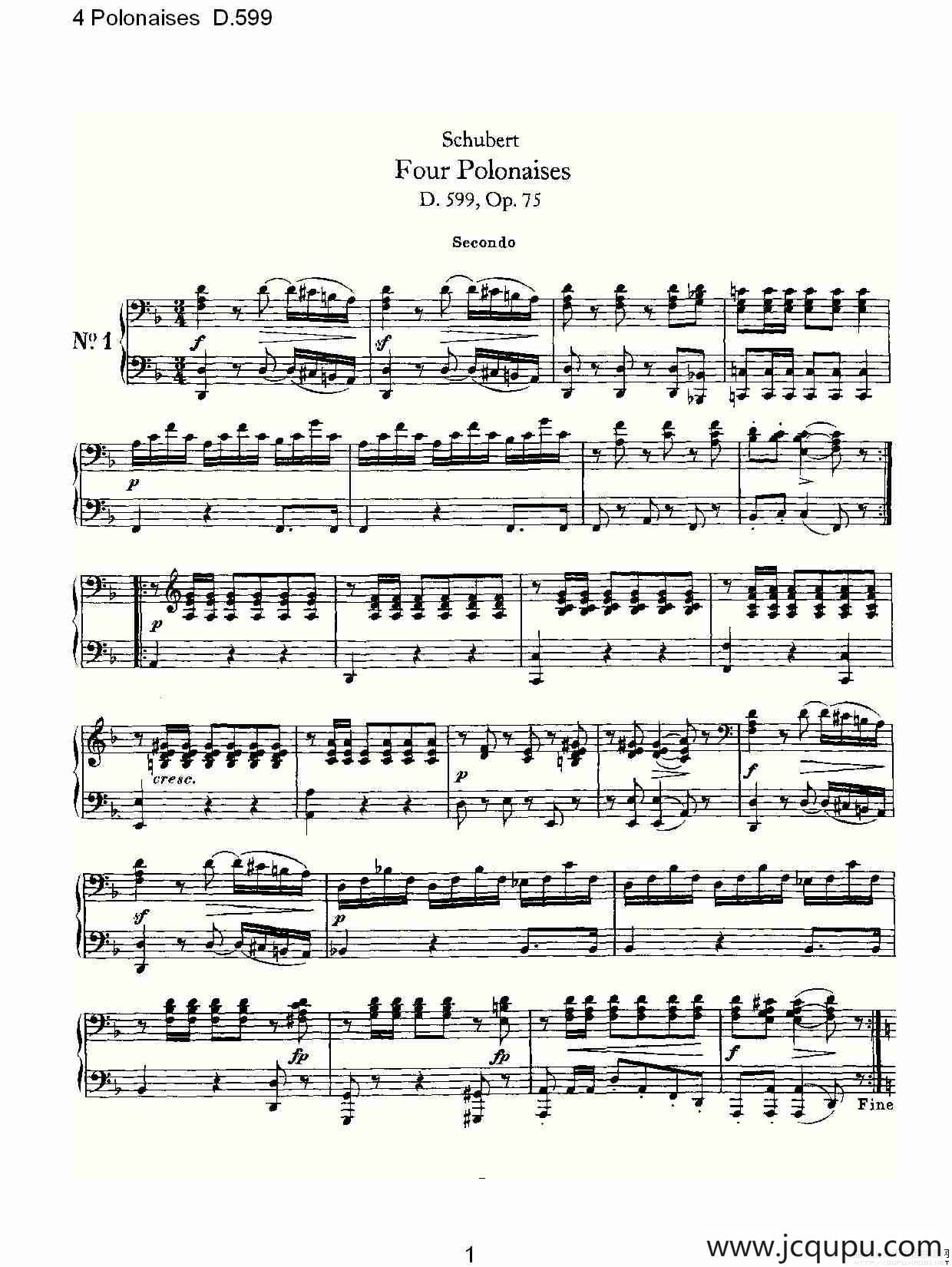 4 Polonaises D.599（４波罗乃兹舞曲 D.599）简谱