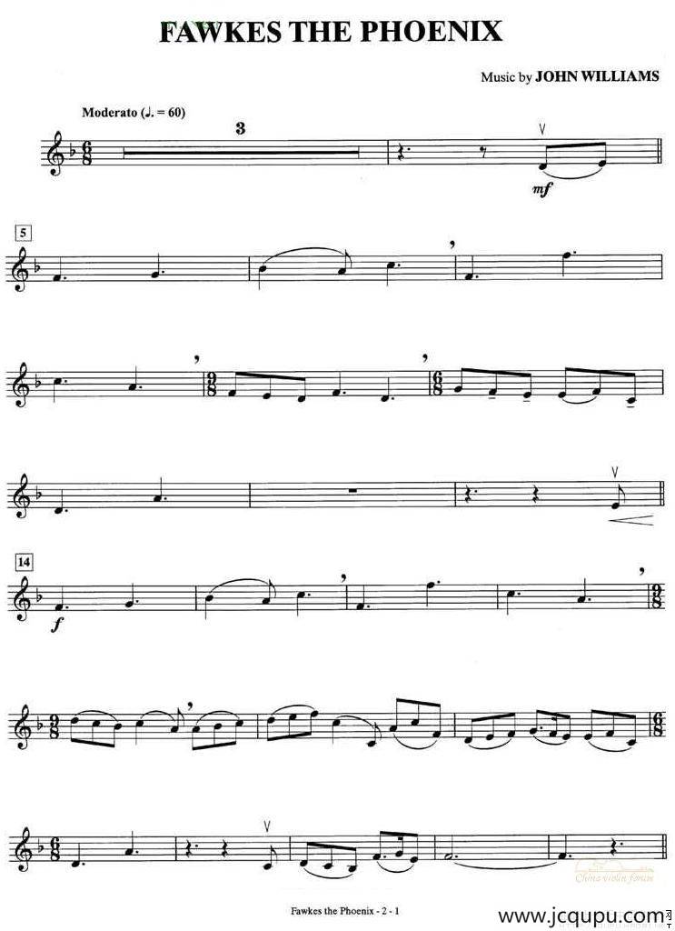 FAWKES THE PHOENIX（凤凰城福克斯）简谱