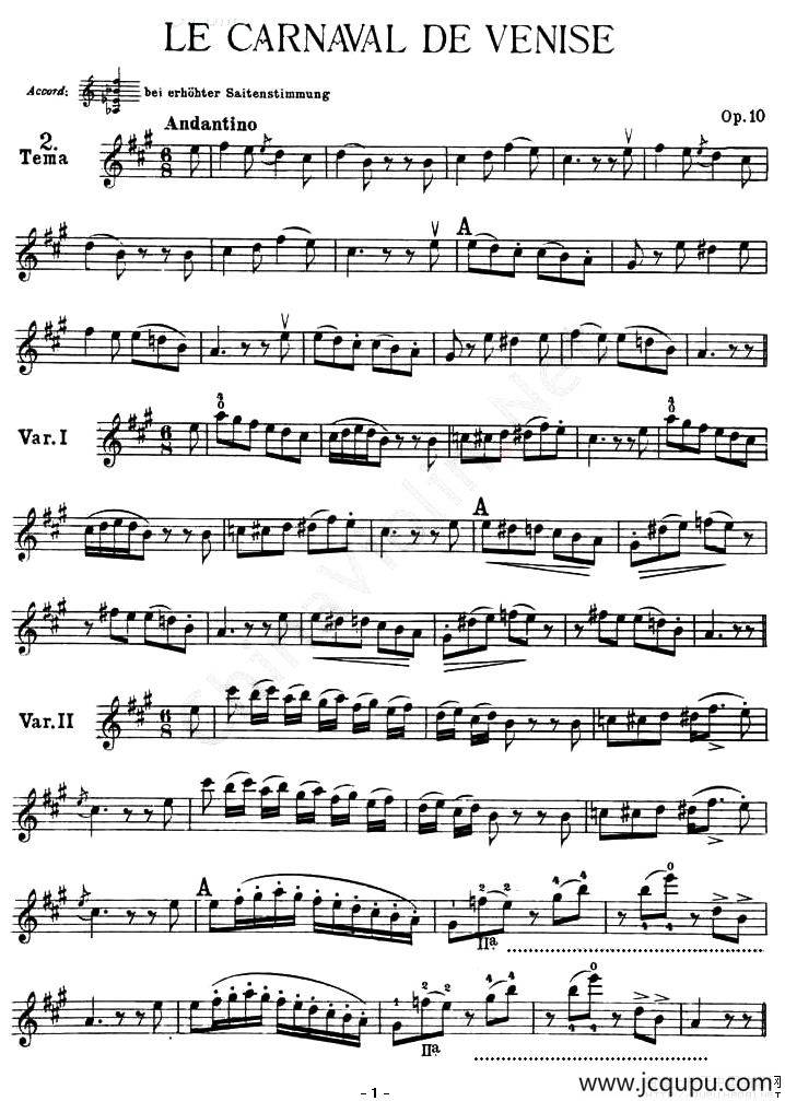 LE CARNAVAL DE VENISE简谱