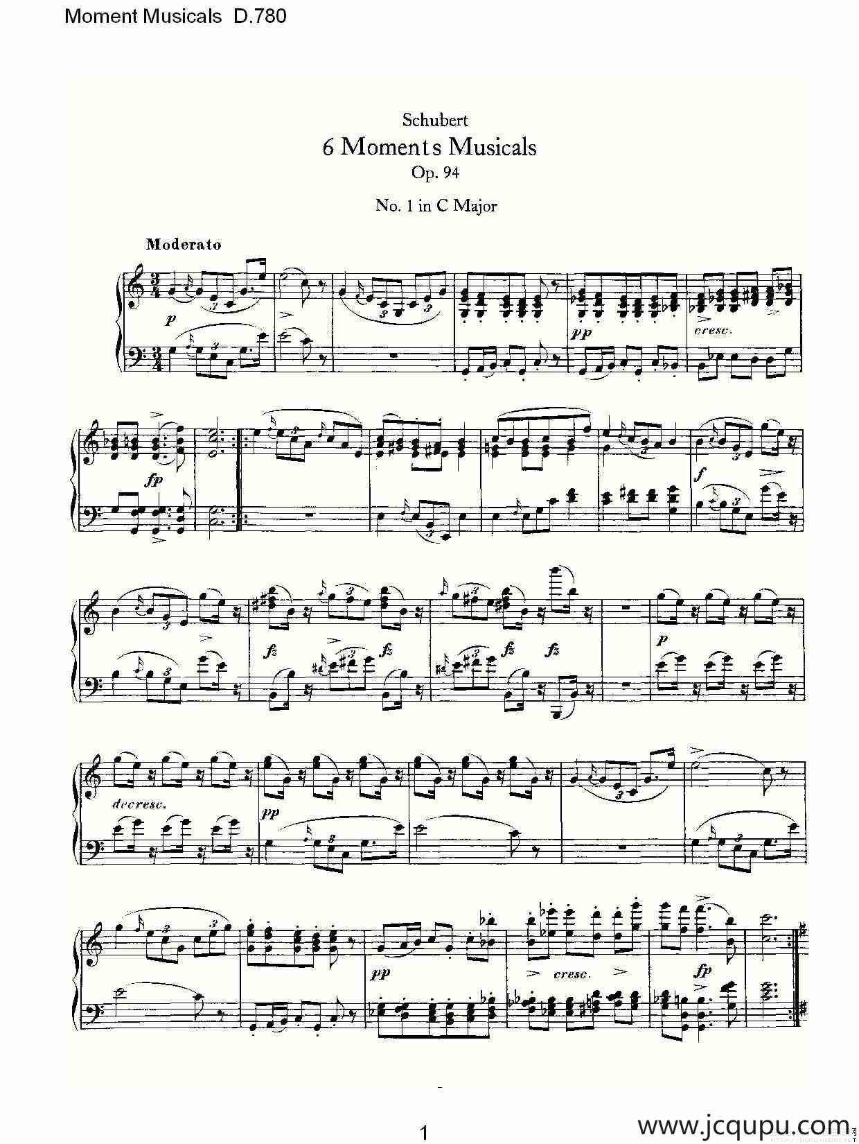 Moment Musicals D.780（6首音乐瞬间）简谱