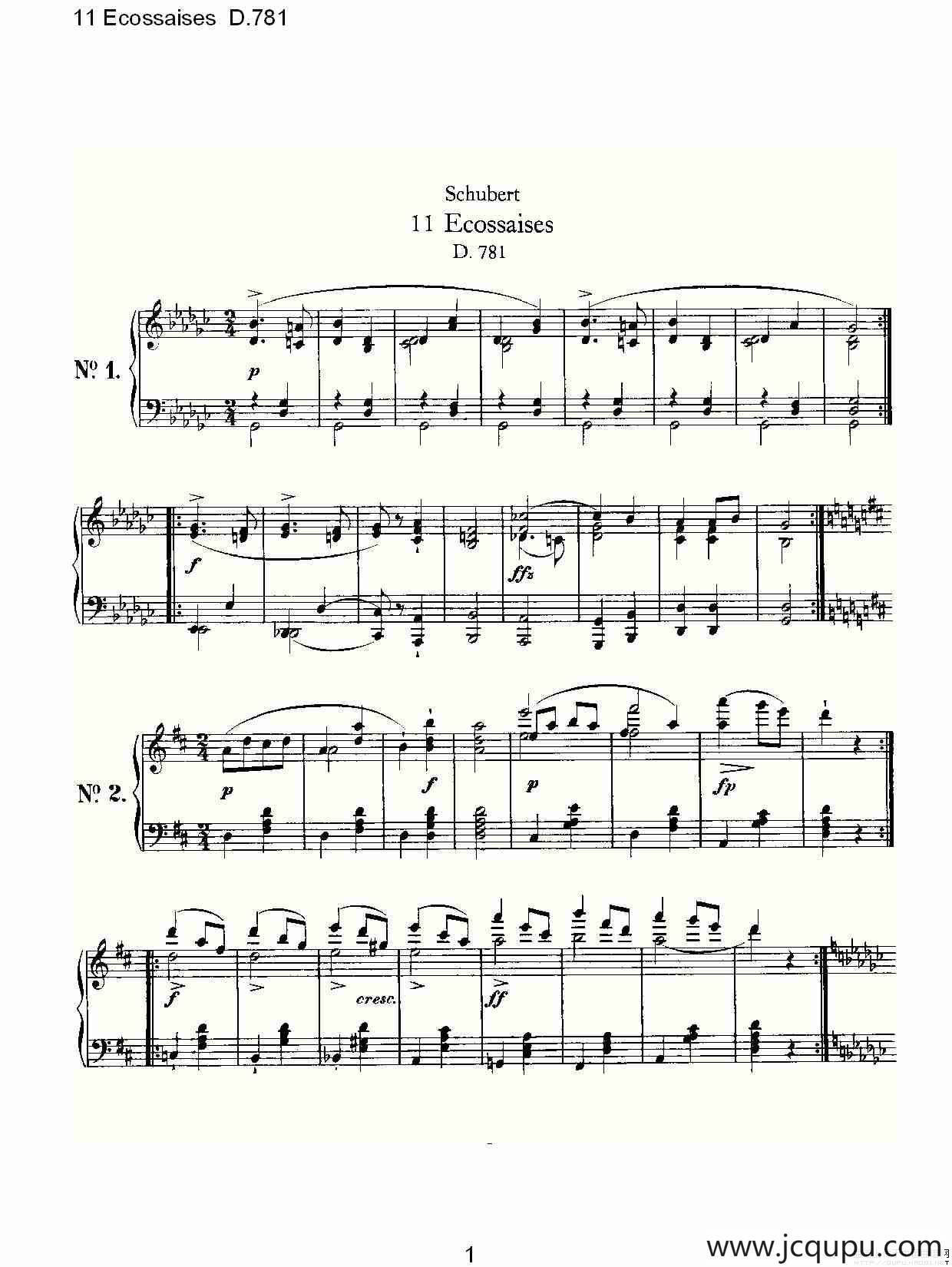 11 Ecossaises D.781简谱