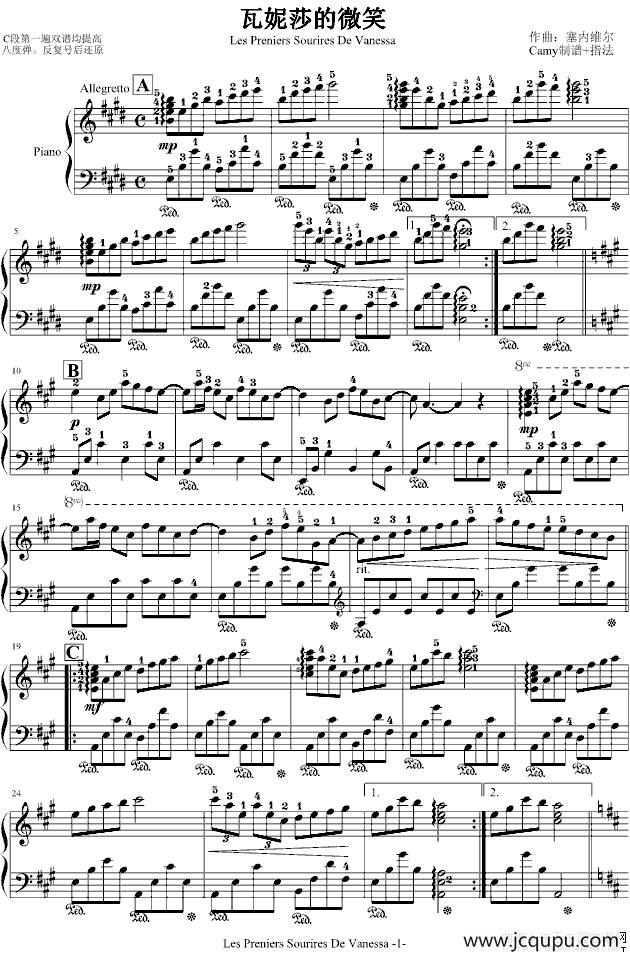 瓦妮莎的微笑（Camy制谱版）简谱