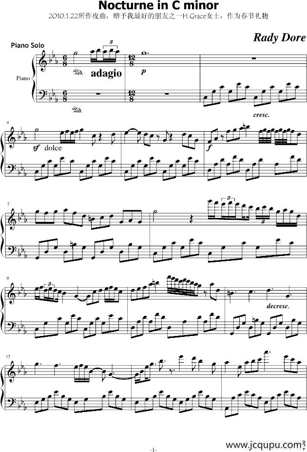 Nocturne in C minor简谱