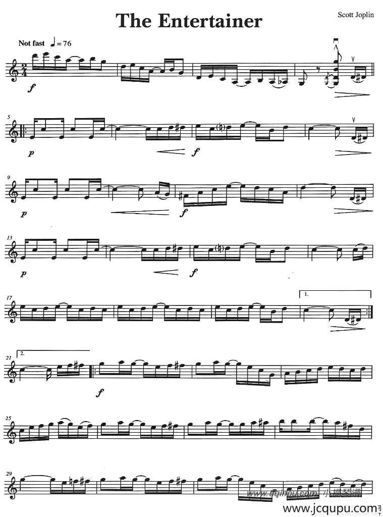 The Entertainer（演艺人）简谱