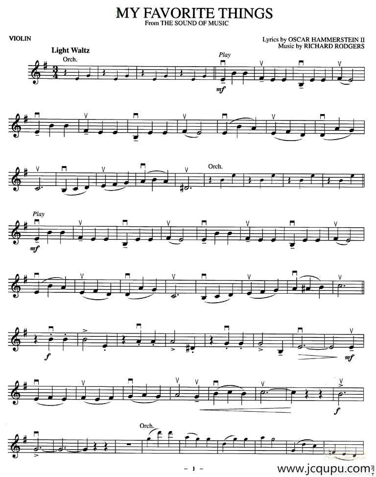 MY FAVORITE THINGS简谱