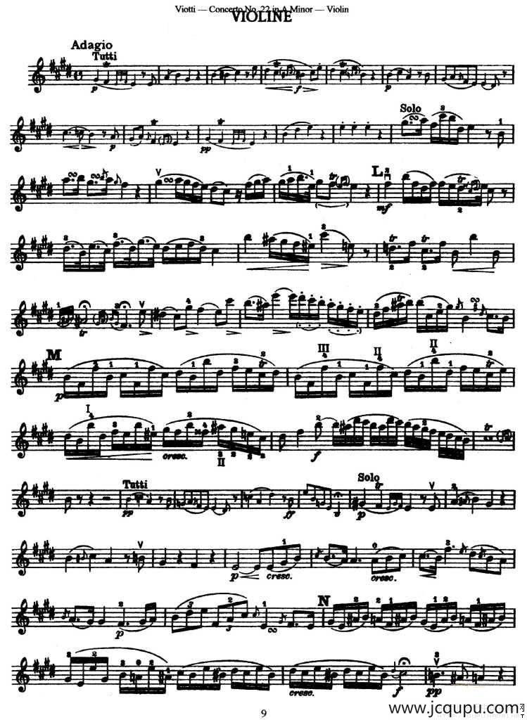 维奥蒂VIOTTI《Concerto No.22 in A Minor》（II.)小提琴）简谱