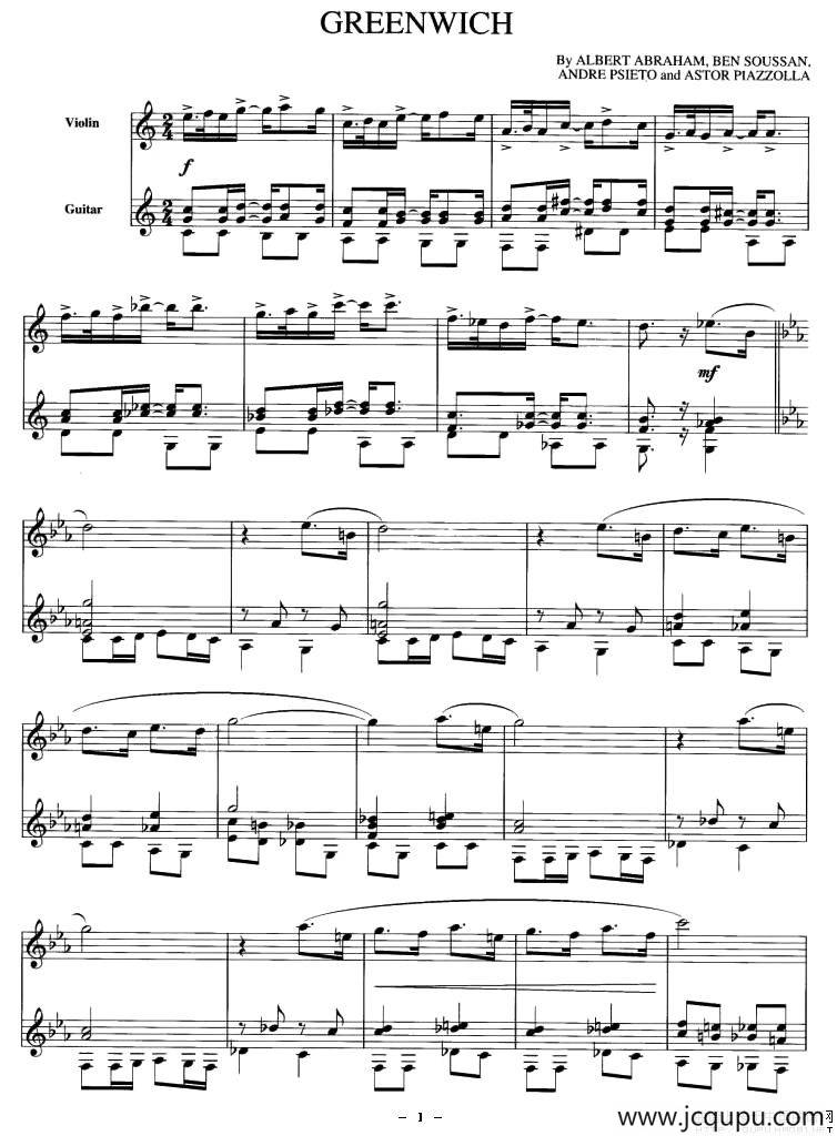 GREENWICH（小提琴+吉他）简谱