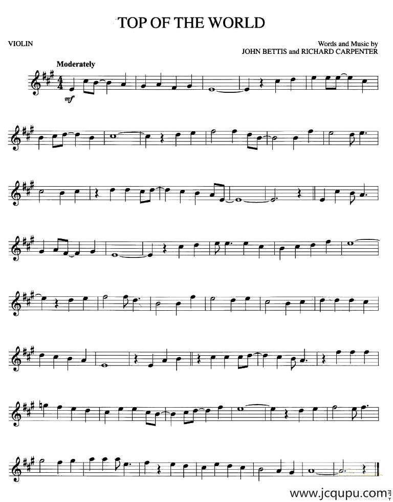 TOP OF THE WORLD简谱