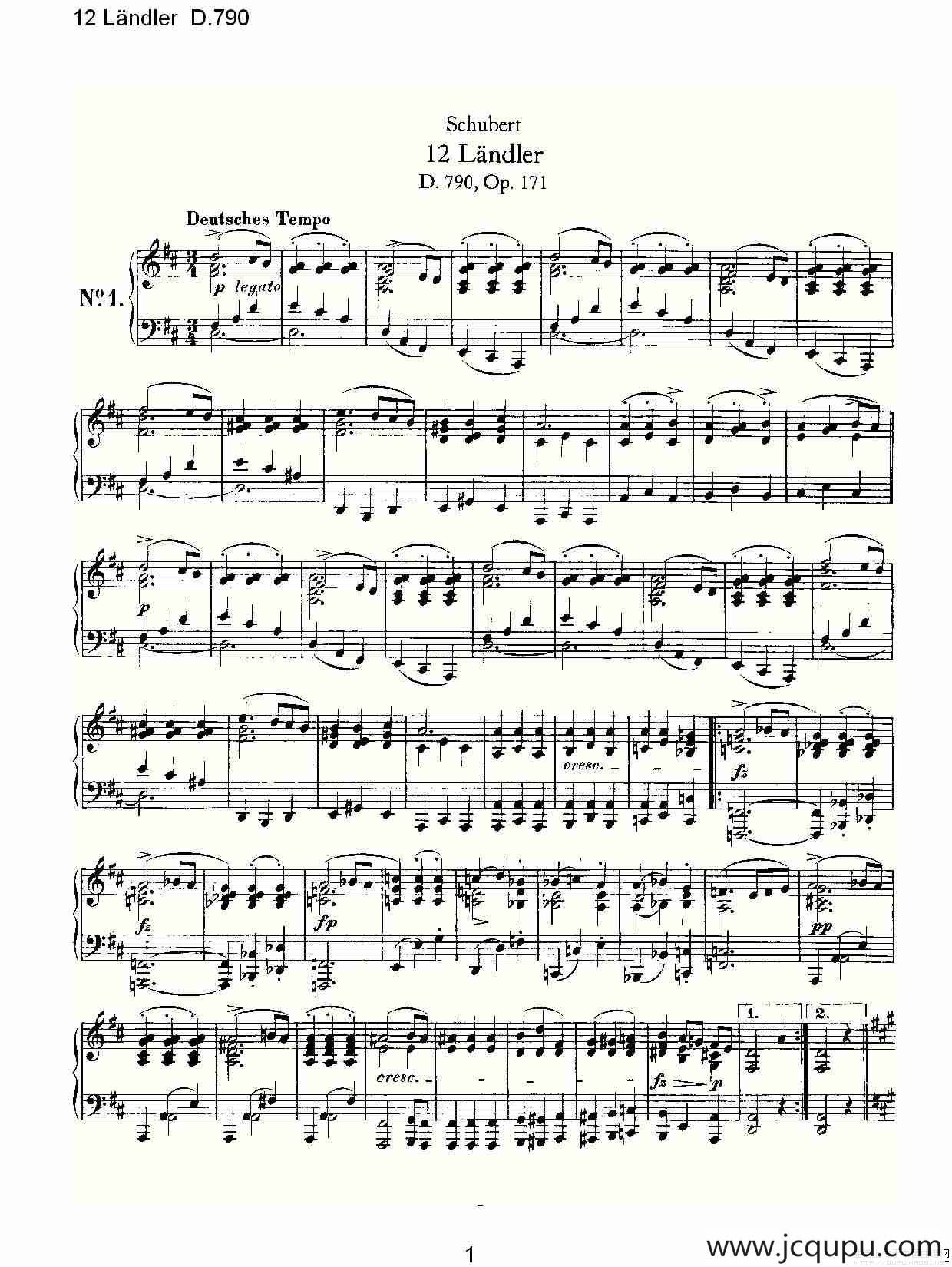 12 Ländler D.790简谱