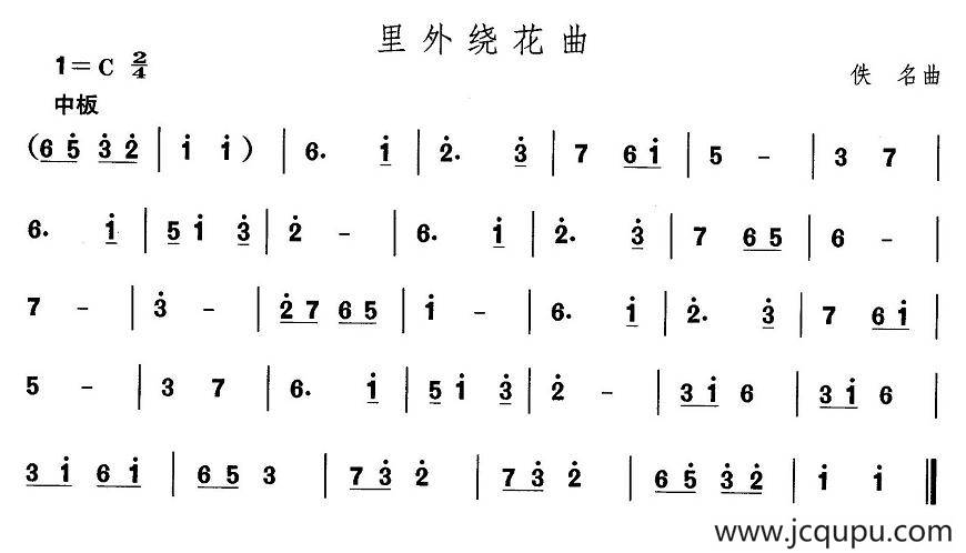 中国民族民间舞曲选（一)东北秧歌：里外绕花）简谱