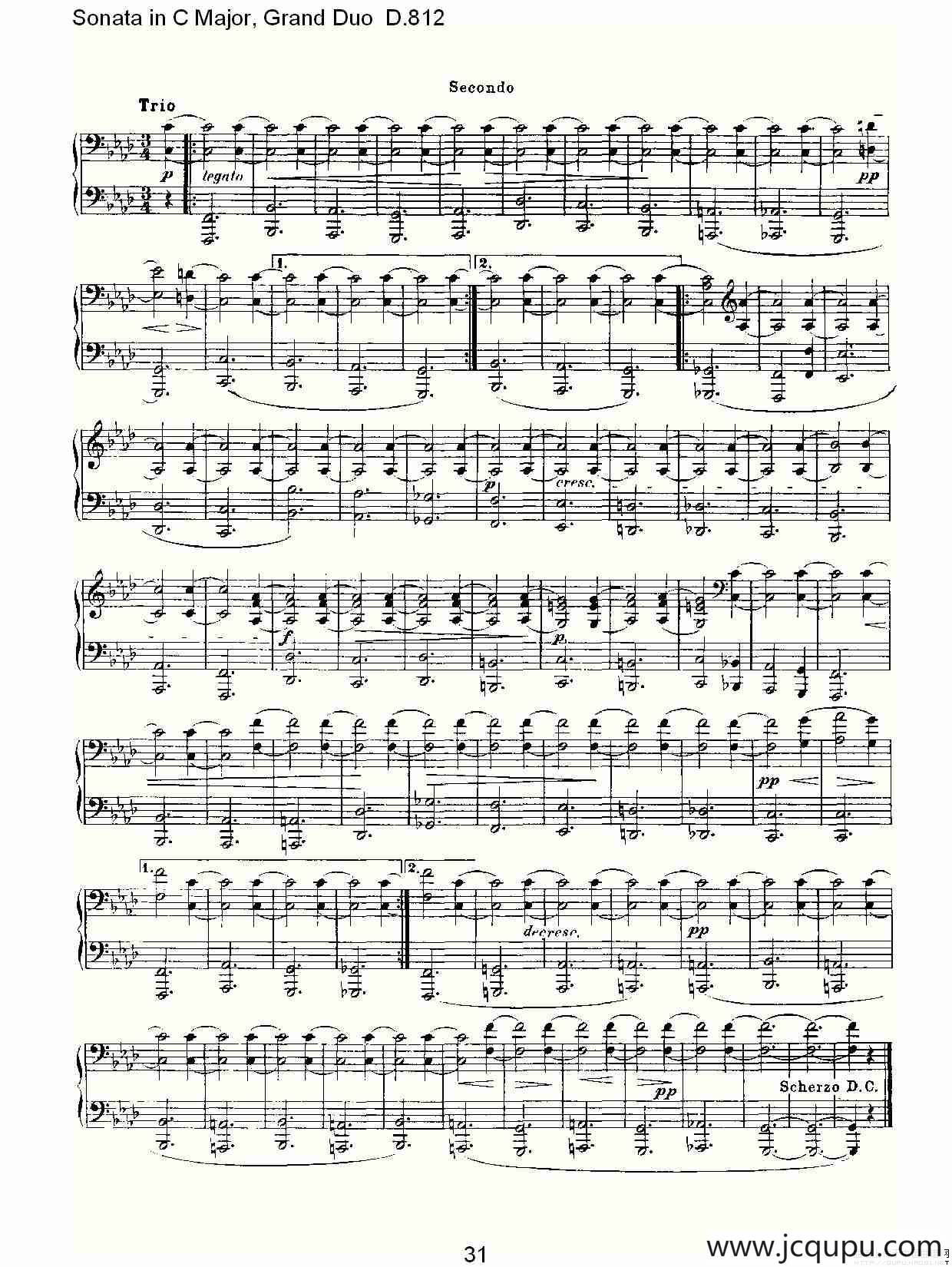 Sonata in C Major, Grand Duo D.812（Ｃ大调奏鸣曲，盛大的二重奏 ）简谱