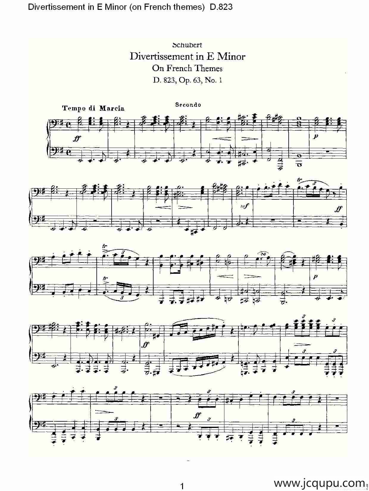 Divertissement in E Minor（on French themes）简谱