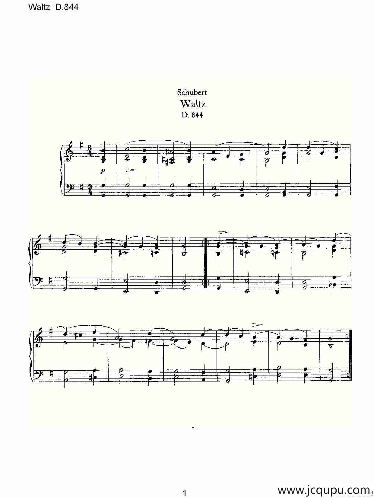 Waltz D.84（华尔兹舞曲 D.844）简谱