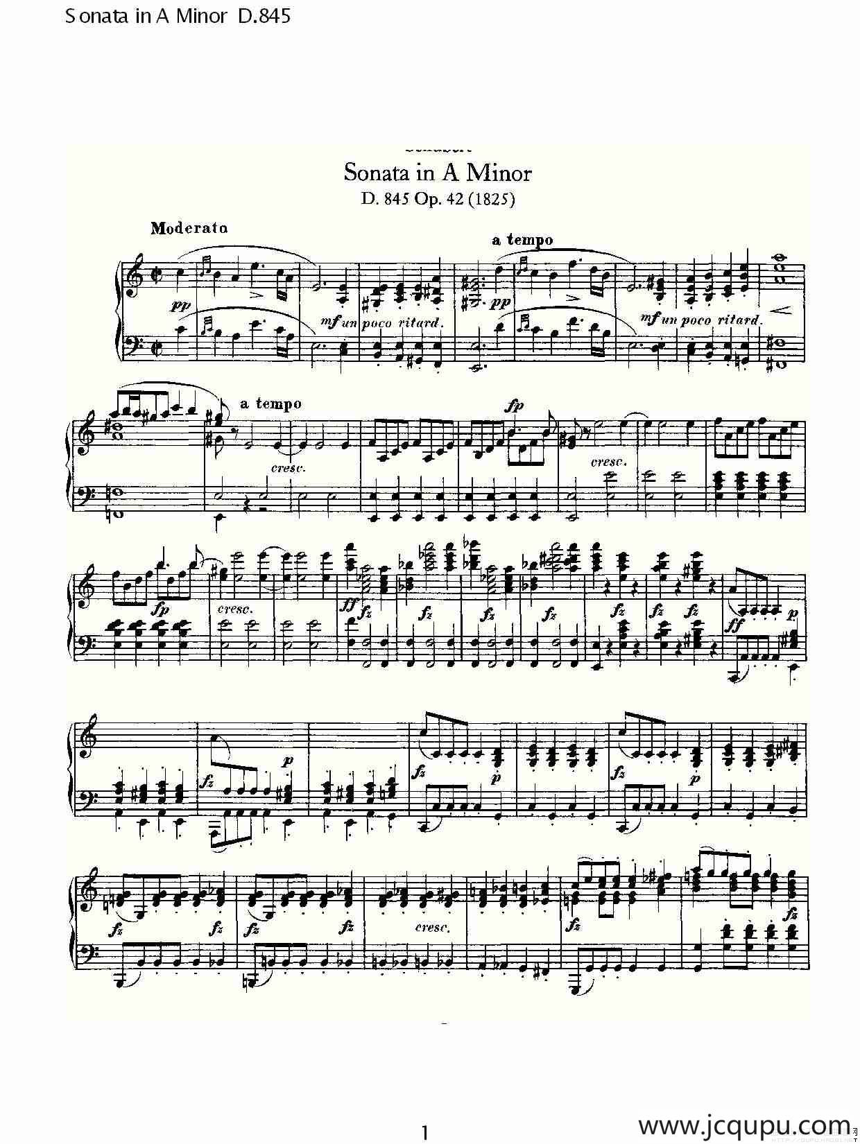 Sonata in A Minor D.845（A小调奏鸣曲 D.845）简谱