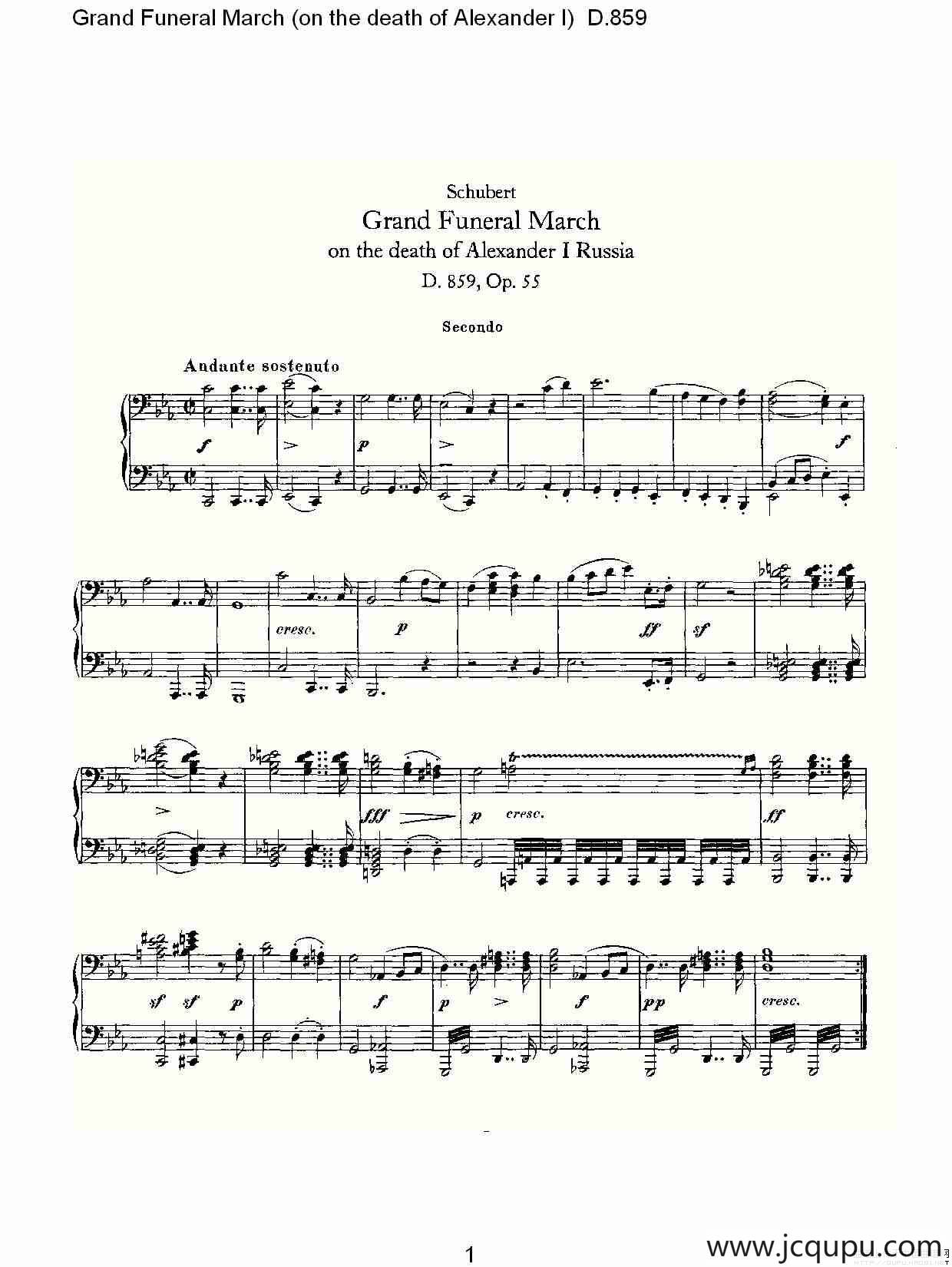 豪华葬礼进行曲（为亚历山大一世的逝世而作)D.85）简谱