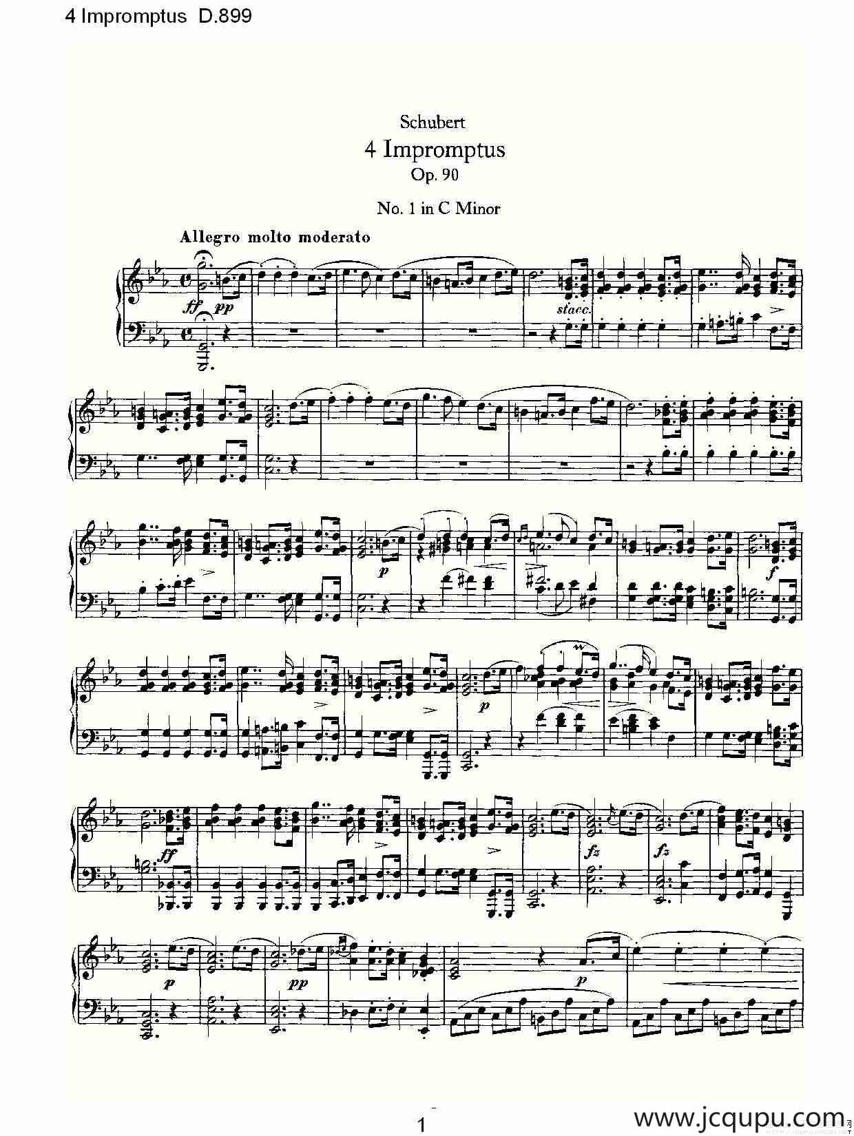 4 Impromptus D.899（4人即兴演奏 D.899）简谱