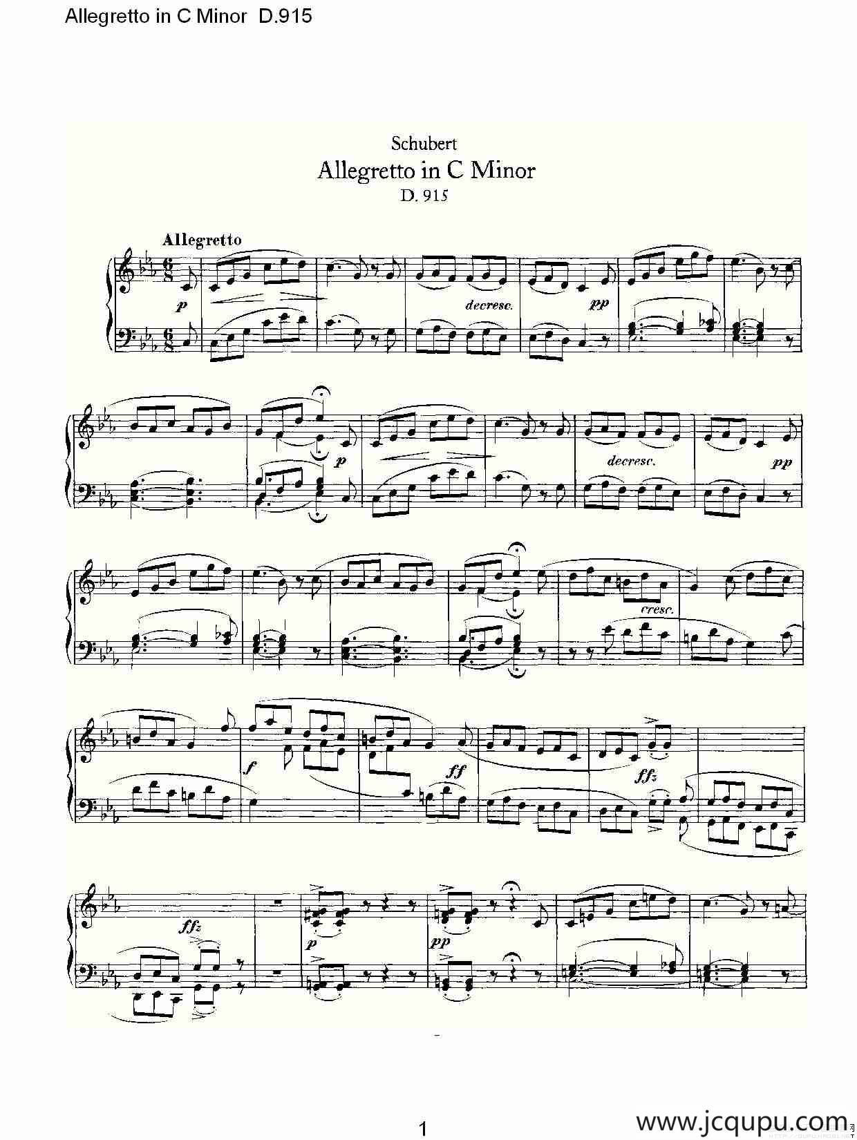 Allegretto in C Minor D.915（C小调快板 D.915）简谱