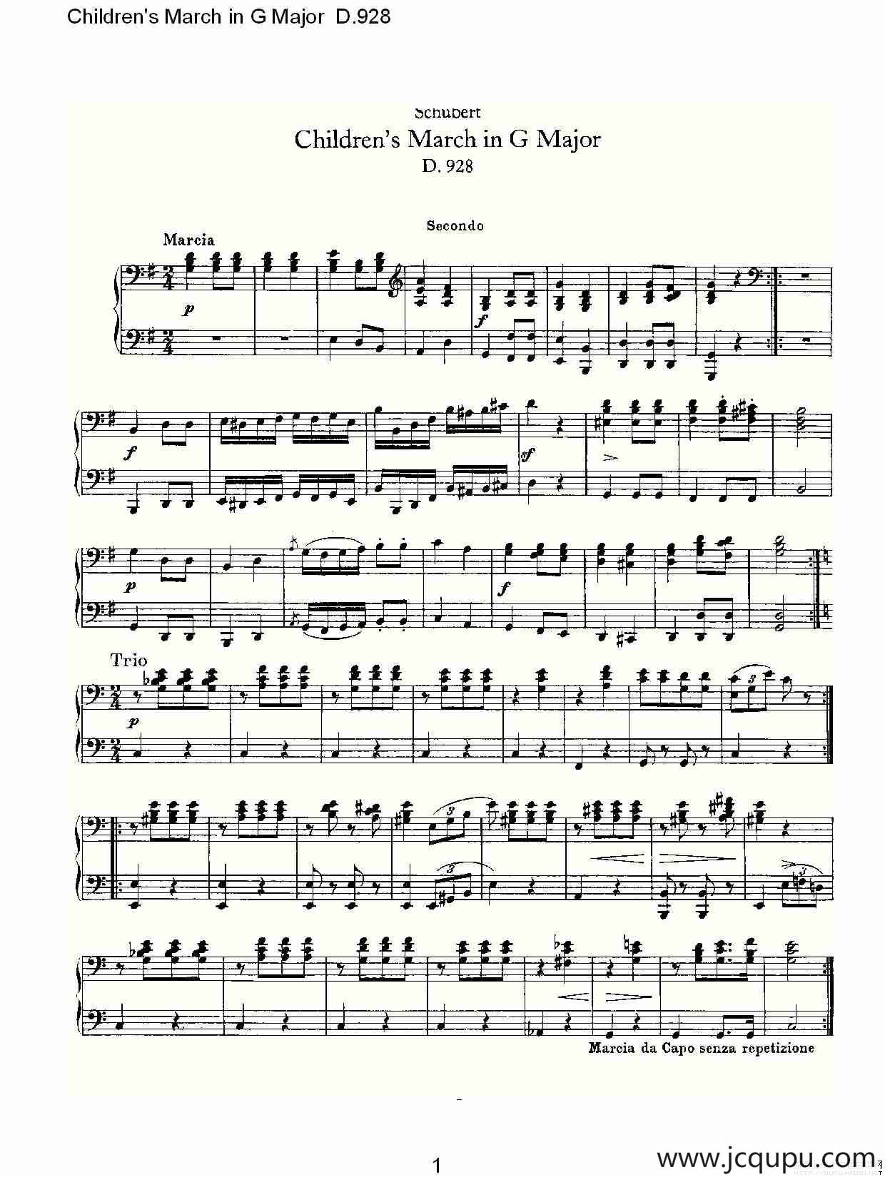 Children’s March in G Major D.928（G大调儿童进行曲 D.928）简谱