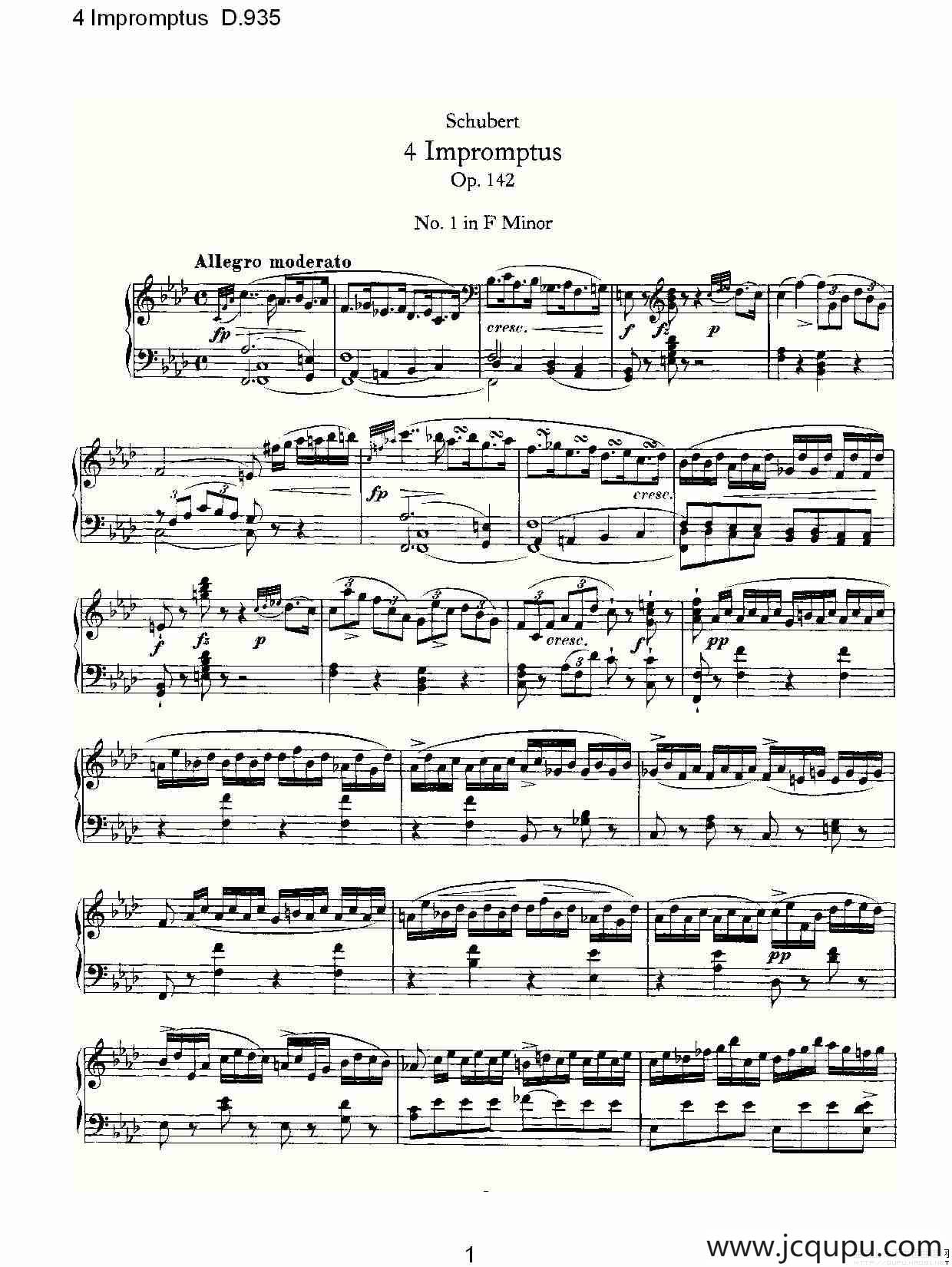 4 Impromptus D.935（4人即兴演奏D.935）简谱