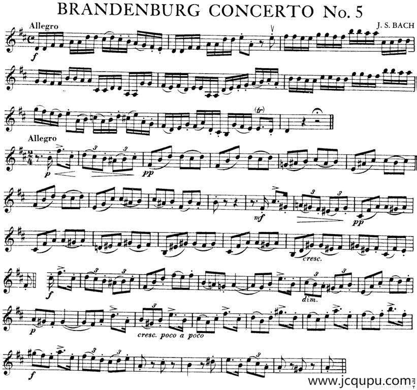 BRANDENBURG CONCERTO No.5简谱