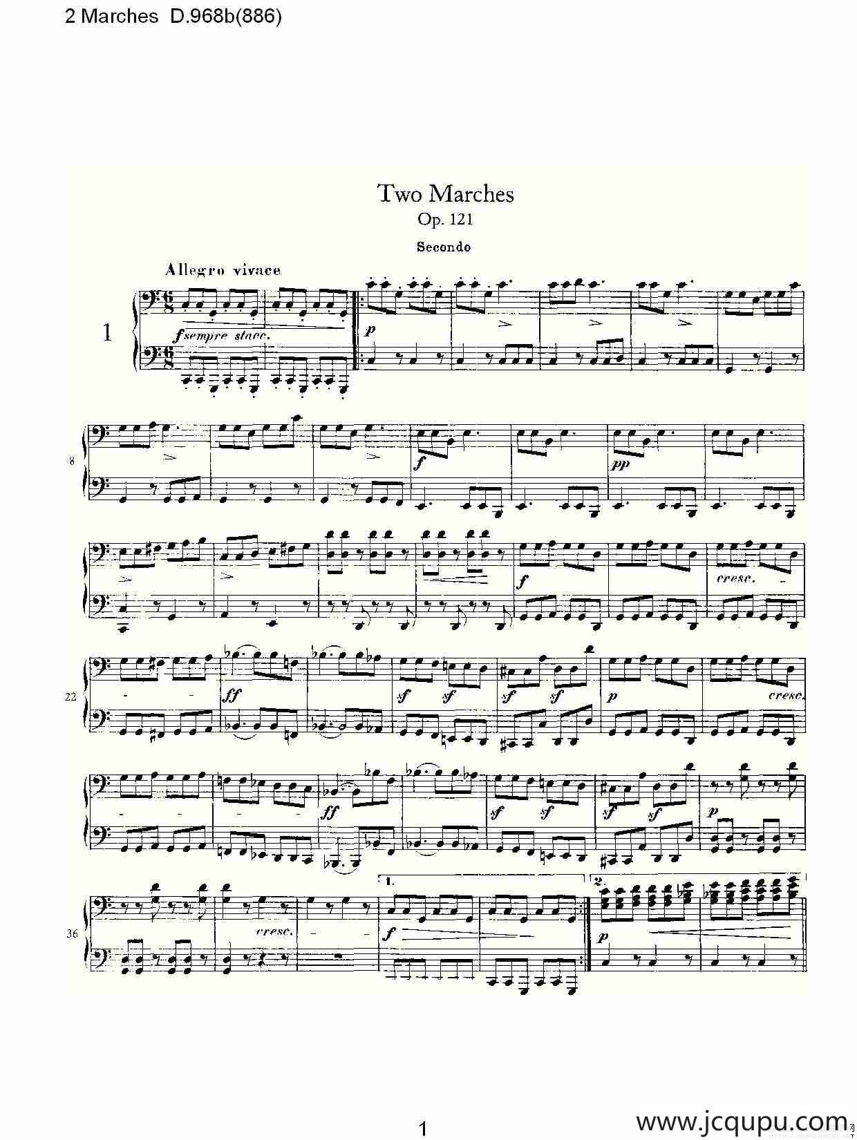 原始主题序曲与变奏曲 D.968a（603）简谱