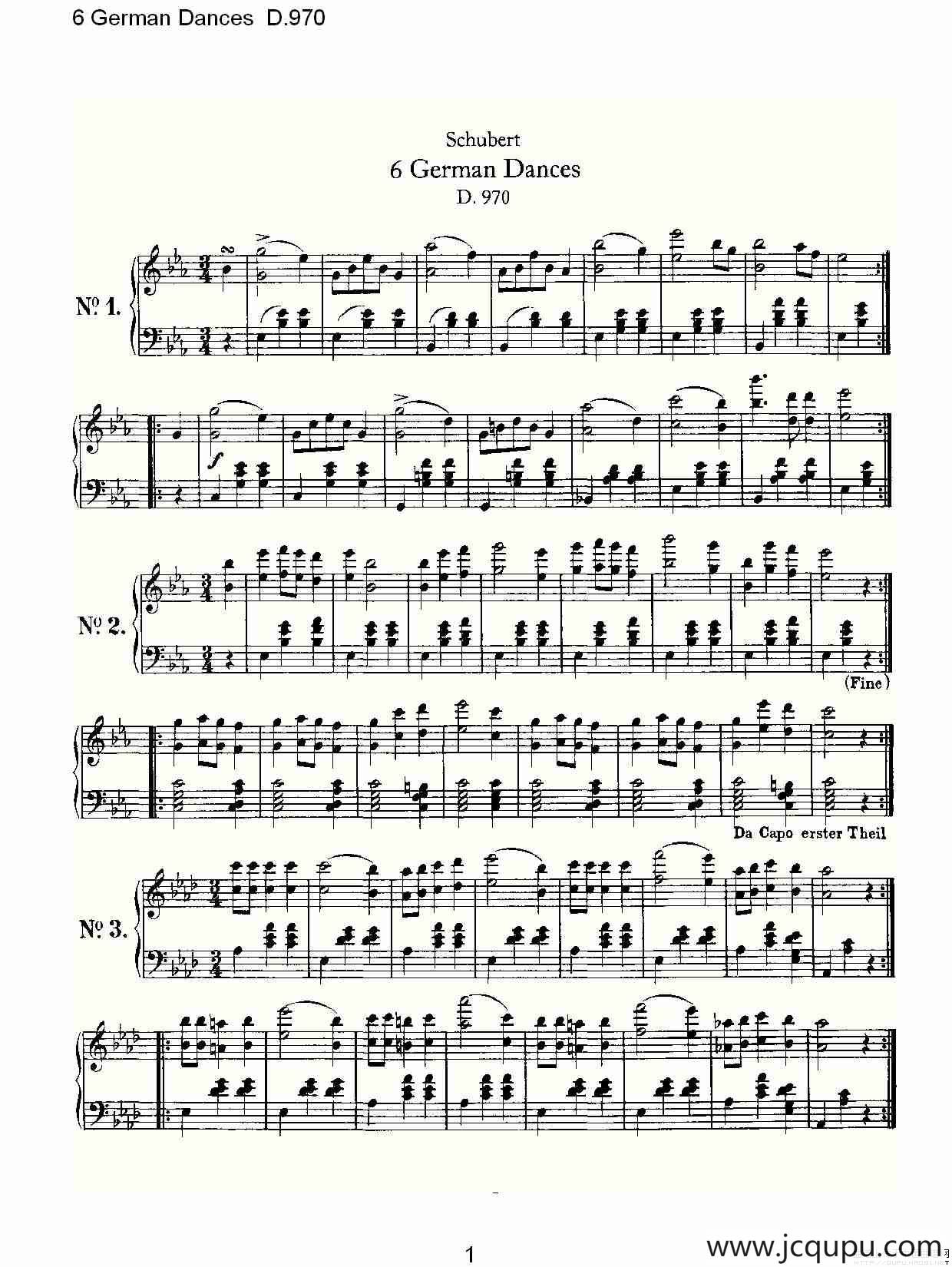 6 German Dances D.970（6德国舞曲 D.970）简谱