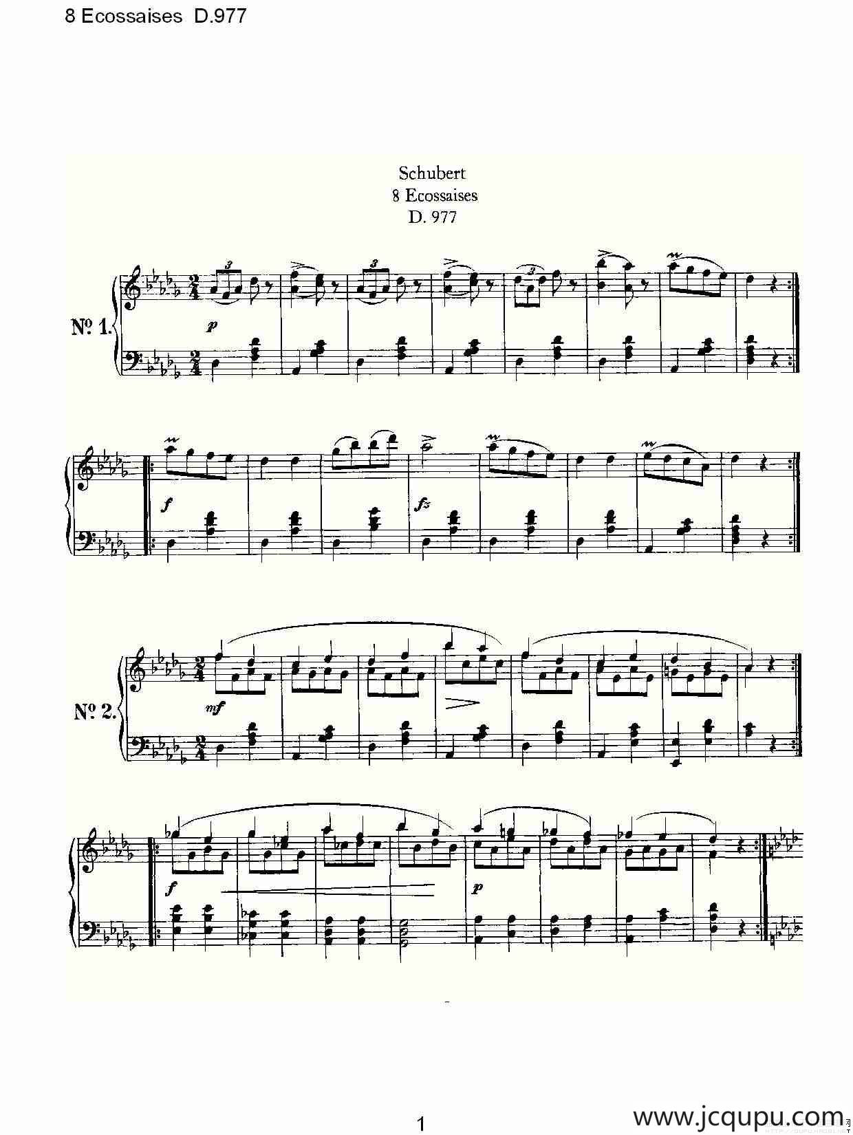 8 Ecossaises D.977简谱