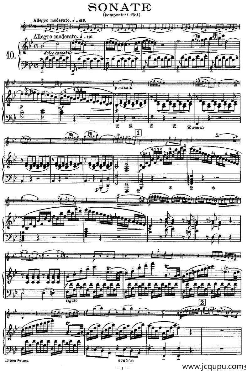 SONATE（奏鸣曲）（小提琴+钢琴伴奏）简谱