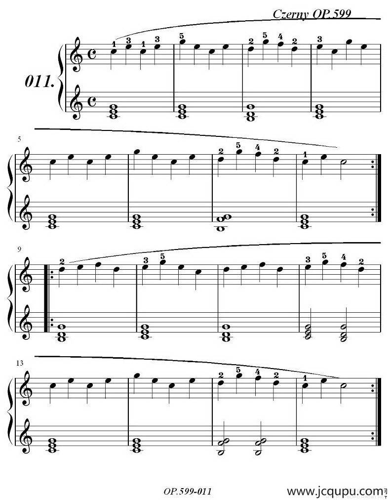 《车尔尼练习曲》OP.599之011-020简谱